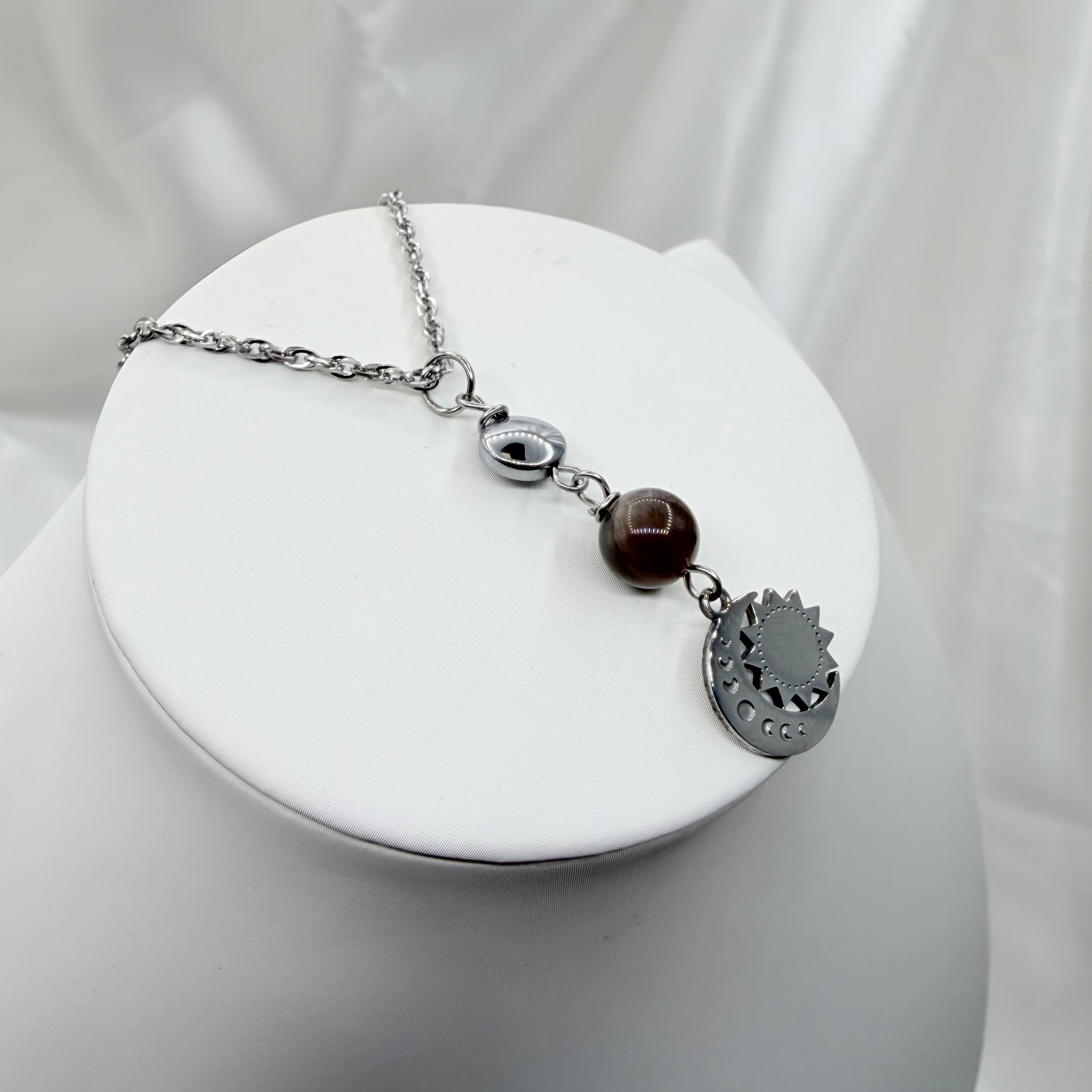 Collana Joy - Pietra di Luna nera ed Ematite