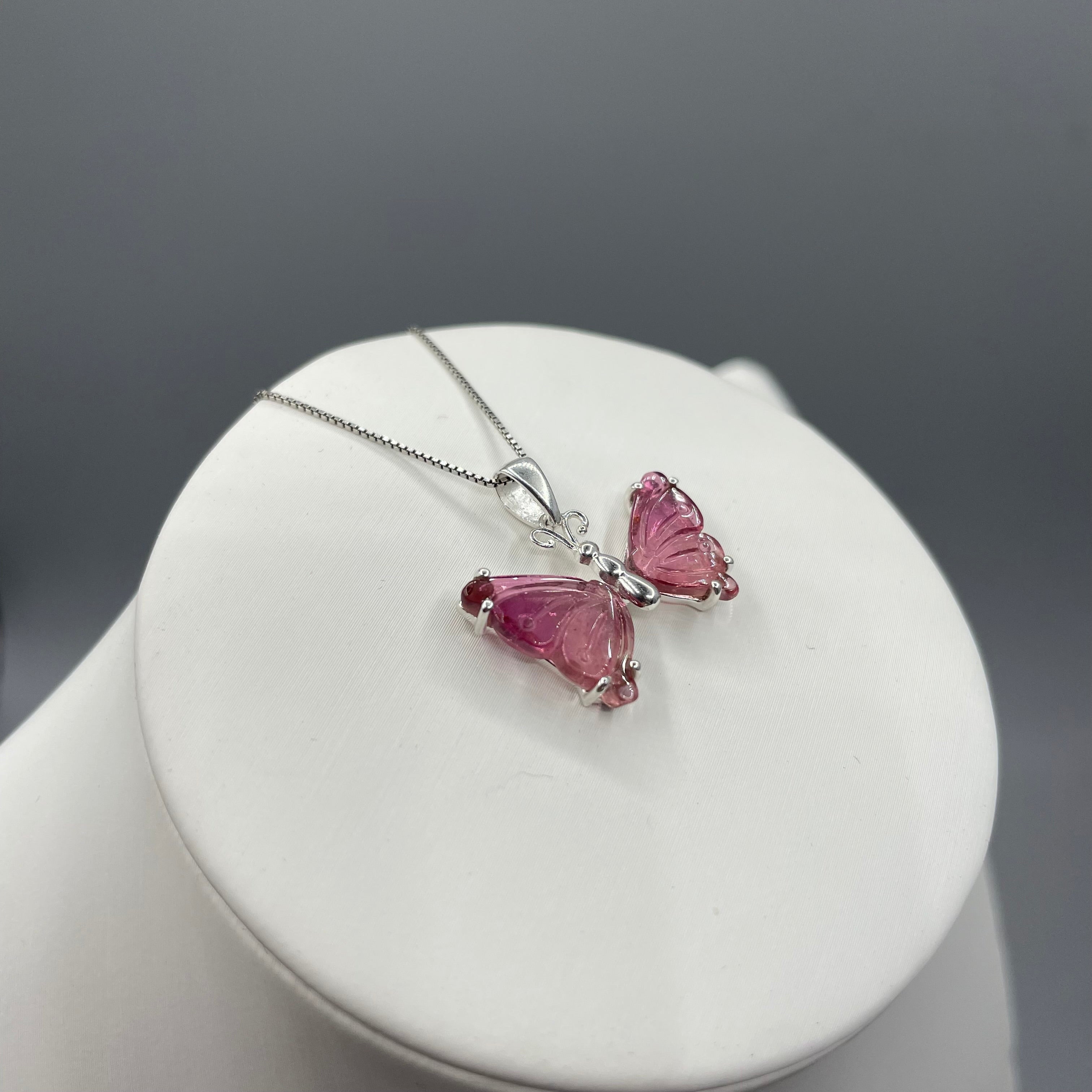 Ciondolo Farfalla Tormalina Rosa e Argento 925