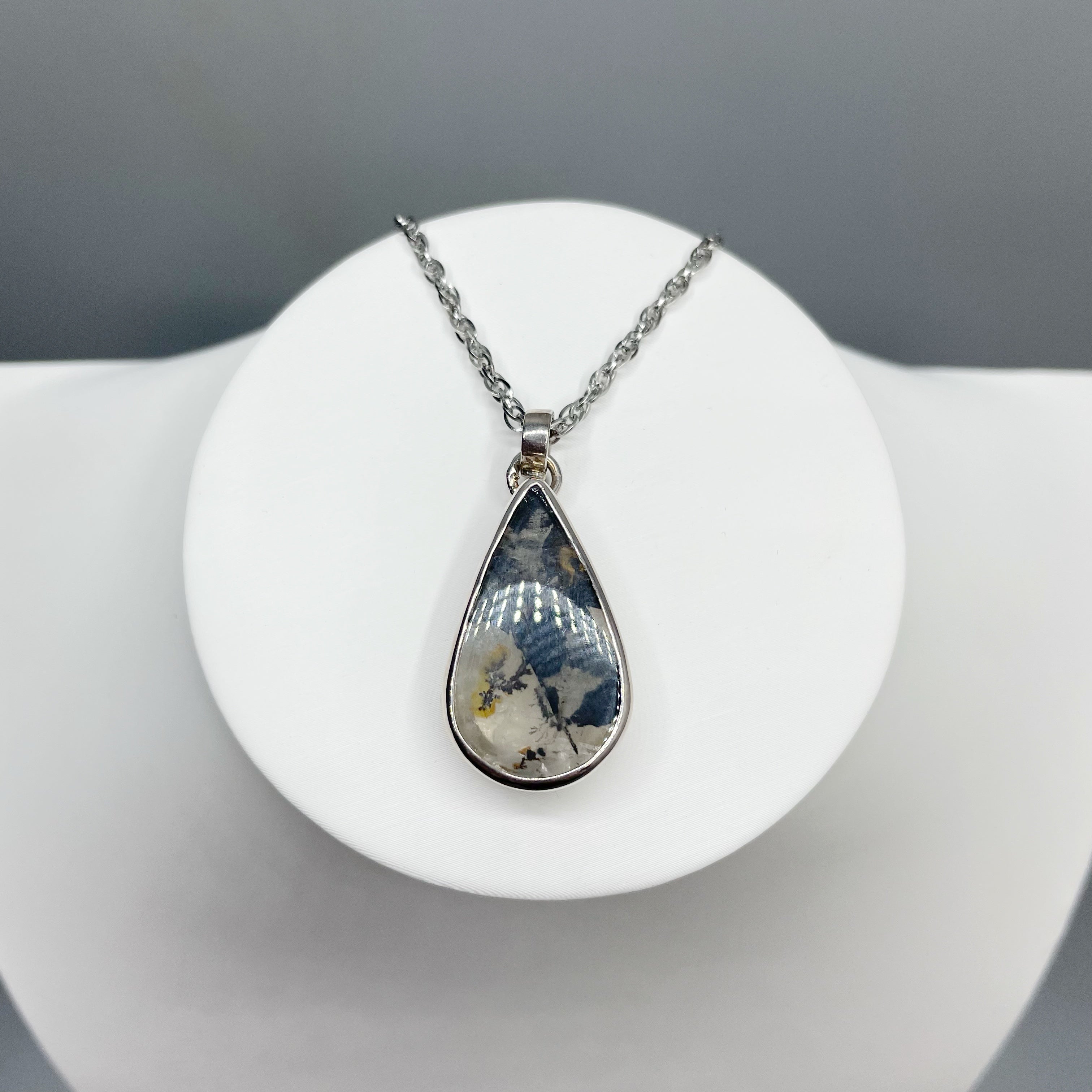 Ciondolo Agata Muschiata e Quarzo Dendritico - Argento 925