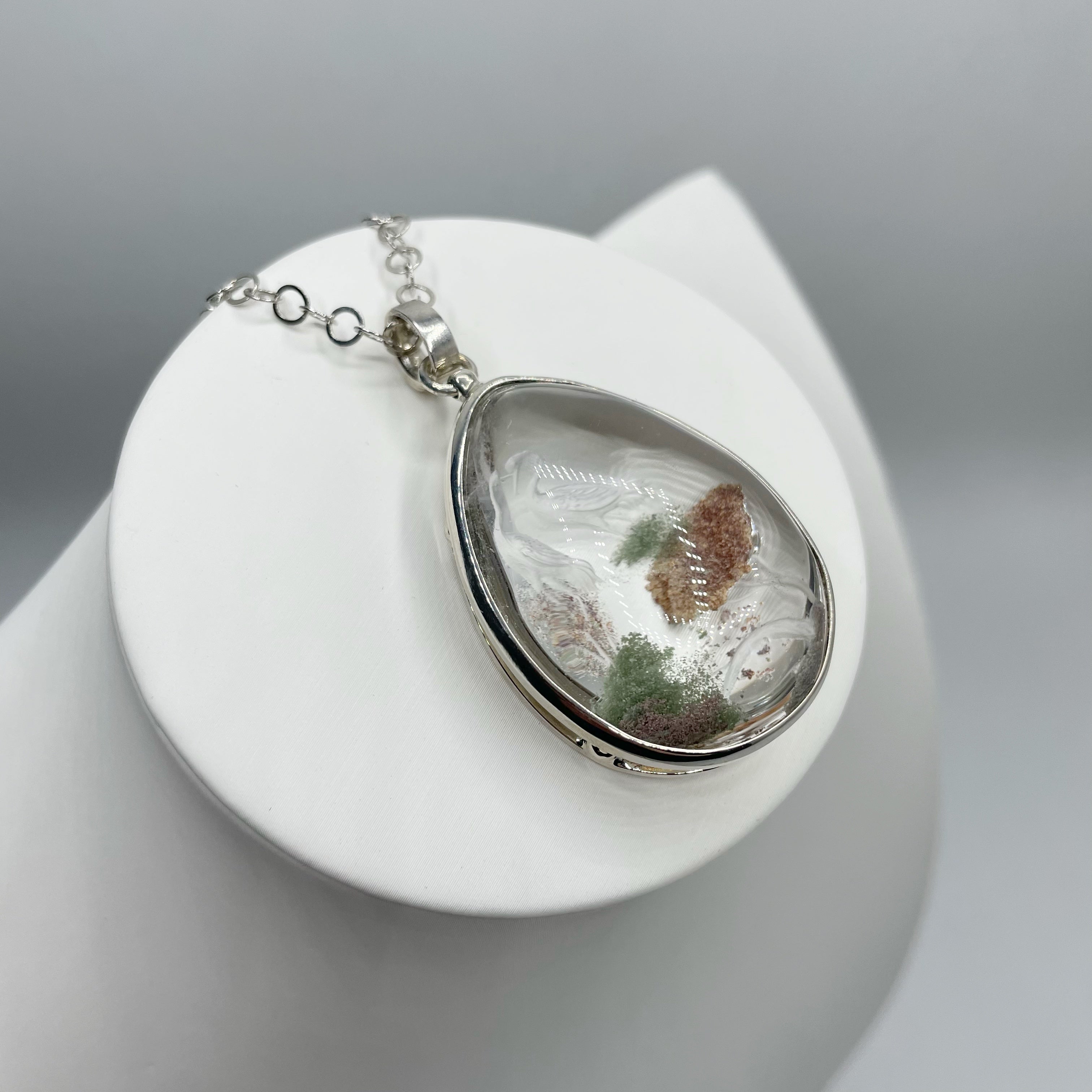 Ciondolo Lodolite intarsiato a Mano - Argento 925