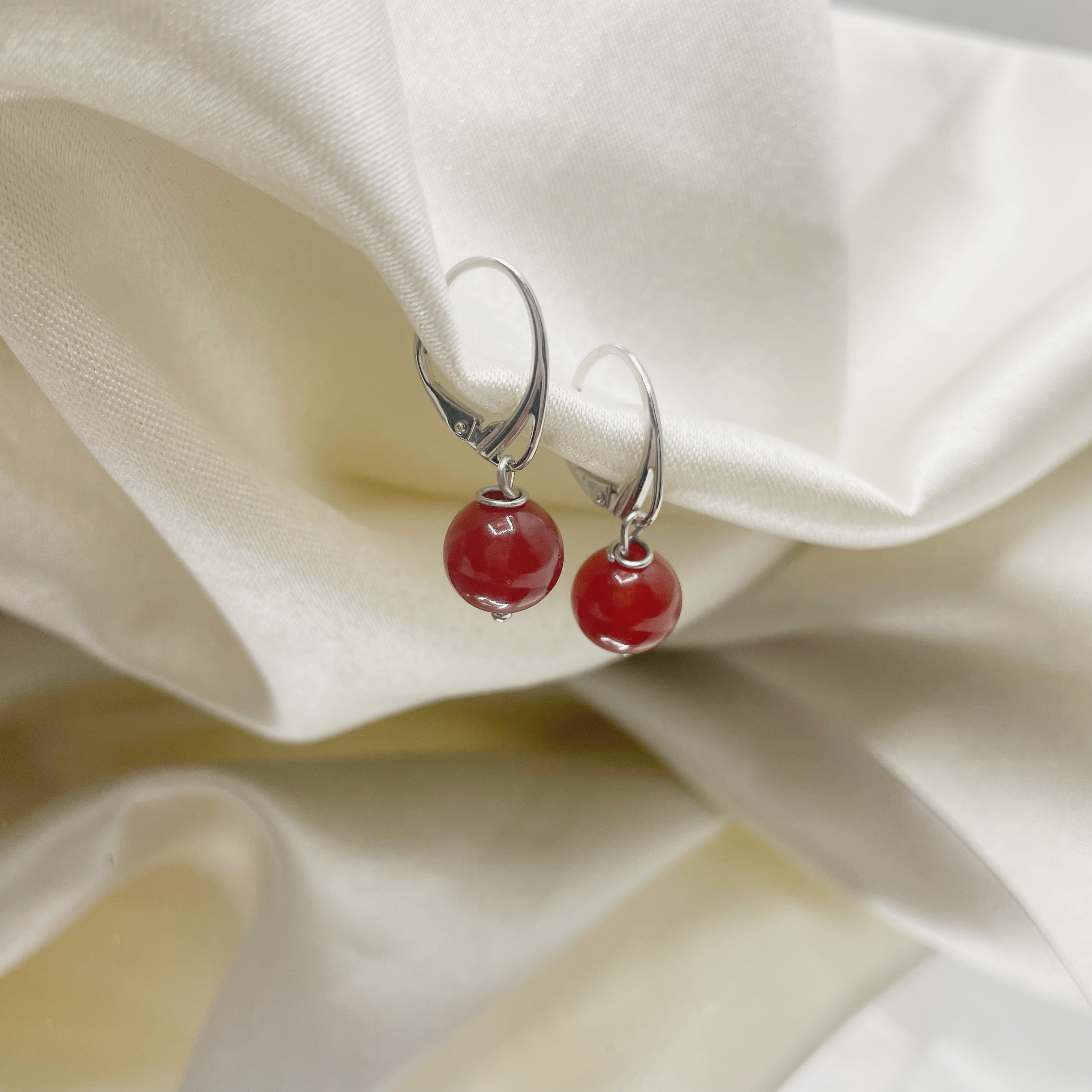 Orecchini in Argento dorato 925 e Agata Corniola - Gioielli - Orecc Orecchini in Argento dorato 925 e Agata Corniola - Gioielli - Orecc