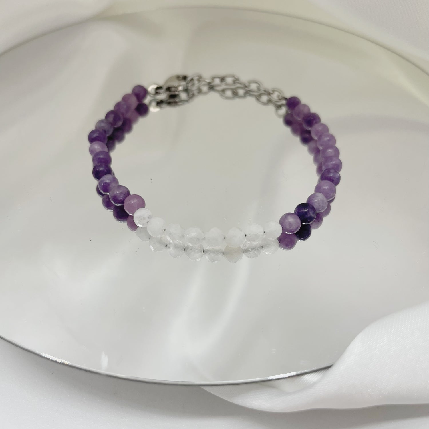 Bracciale Celebrity - Lepidolite e Labradorite Bianca