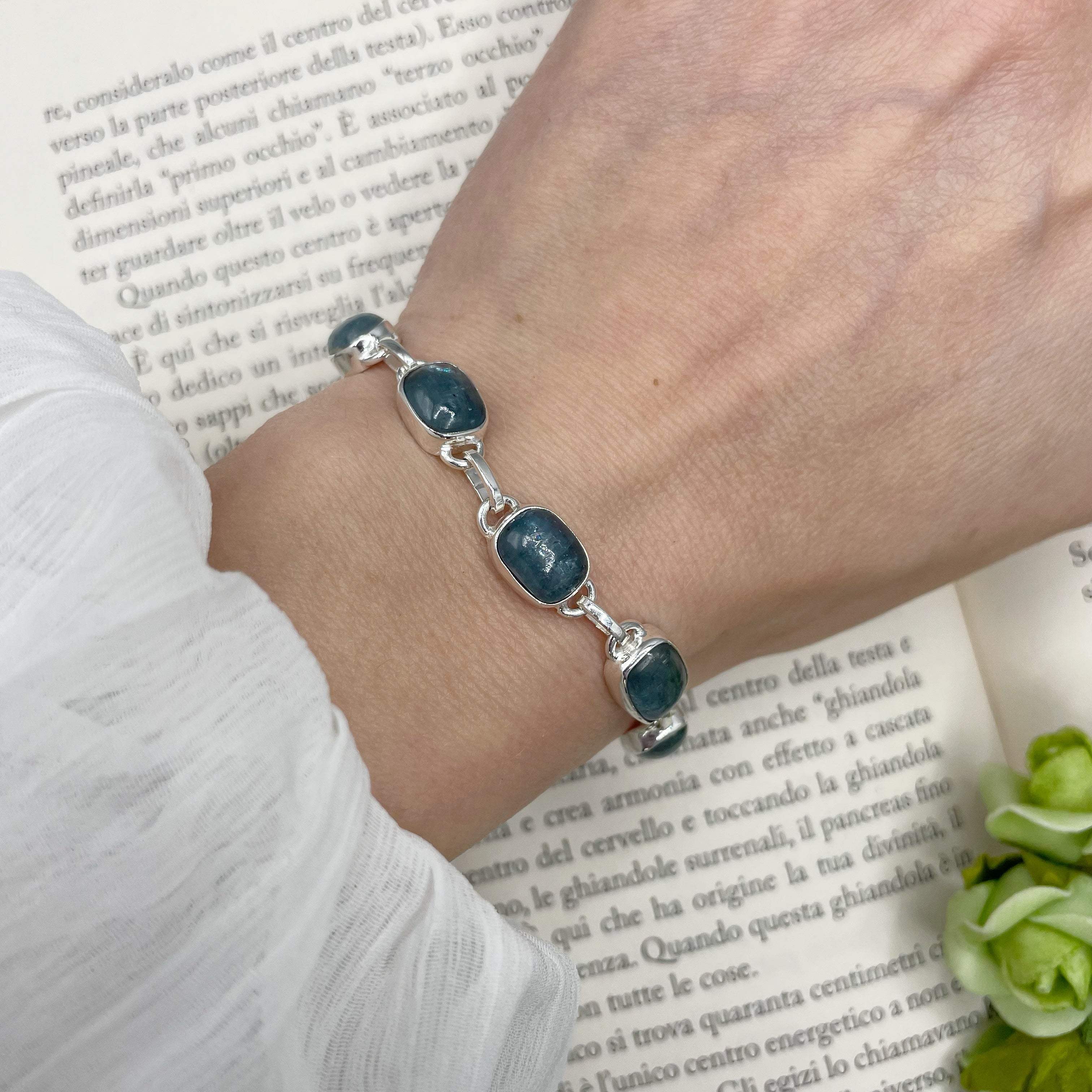 Bracciale Cianite Acquamarina e Argento 925