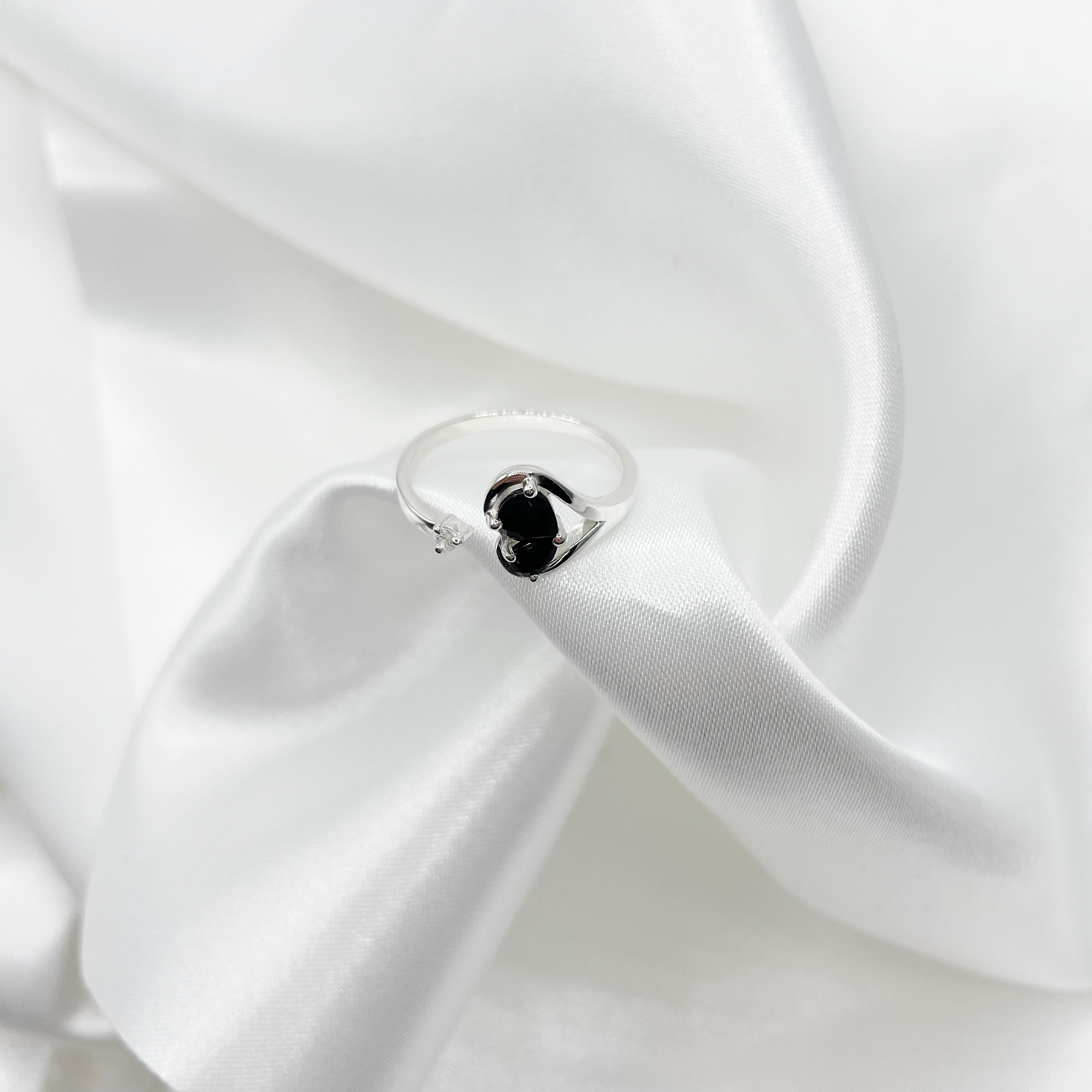 Anello Tormalina Nera e Topazio Bianco - Argento 925