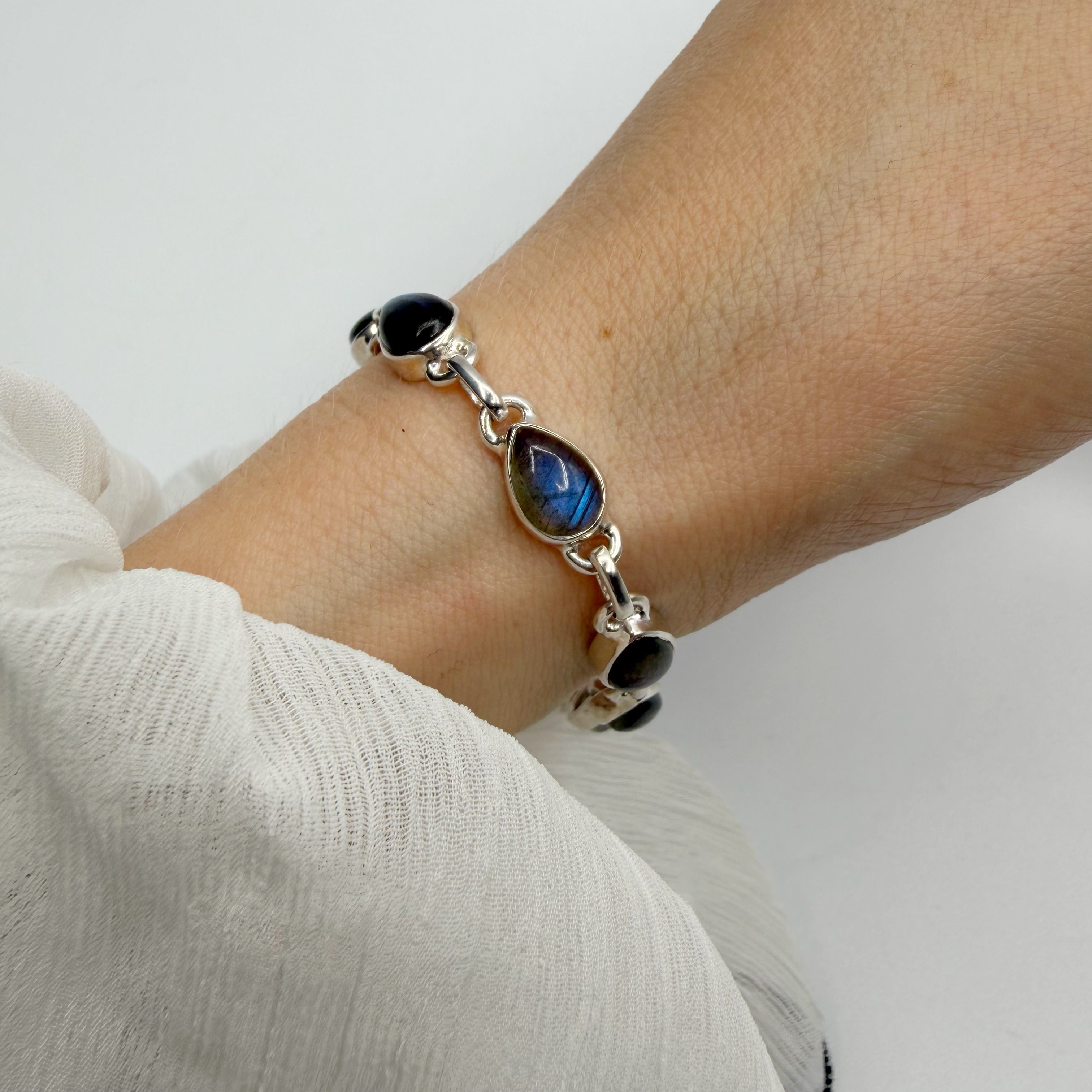 Bracciale Labradorite e Argento 925 - a goccia