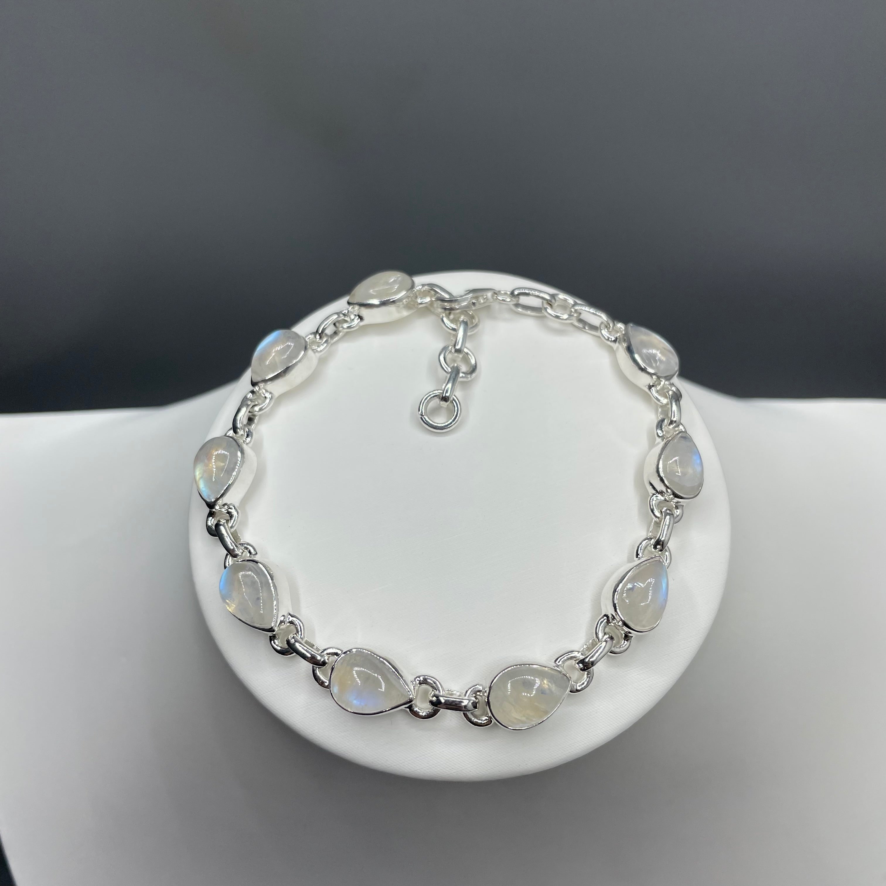 Bracciale Labradorite Bianca e Argento 925 - a Goccia