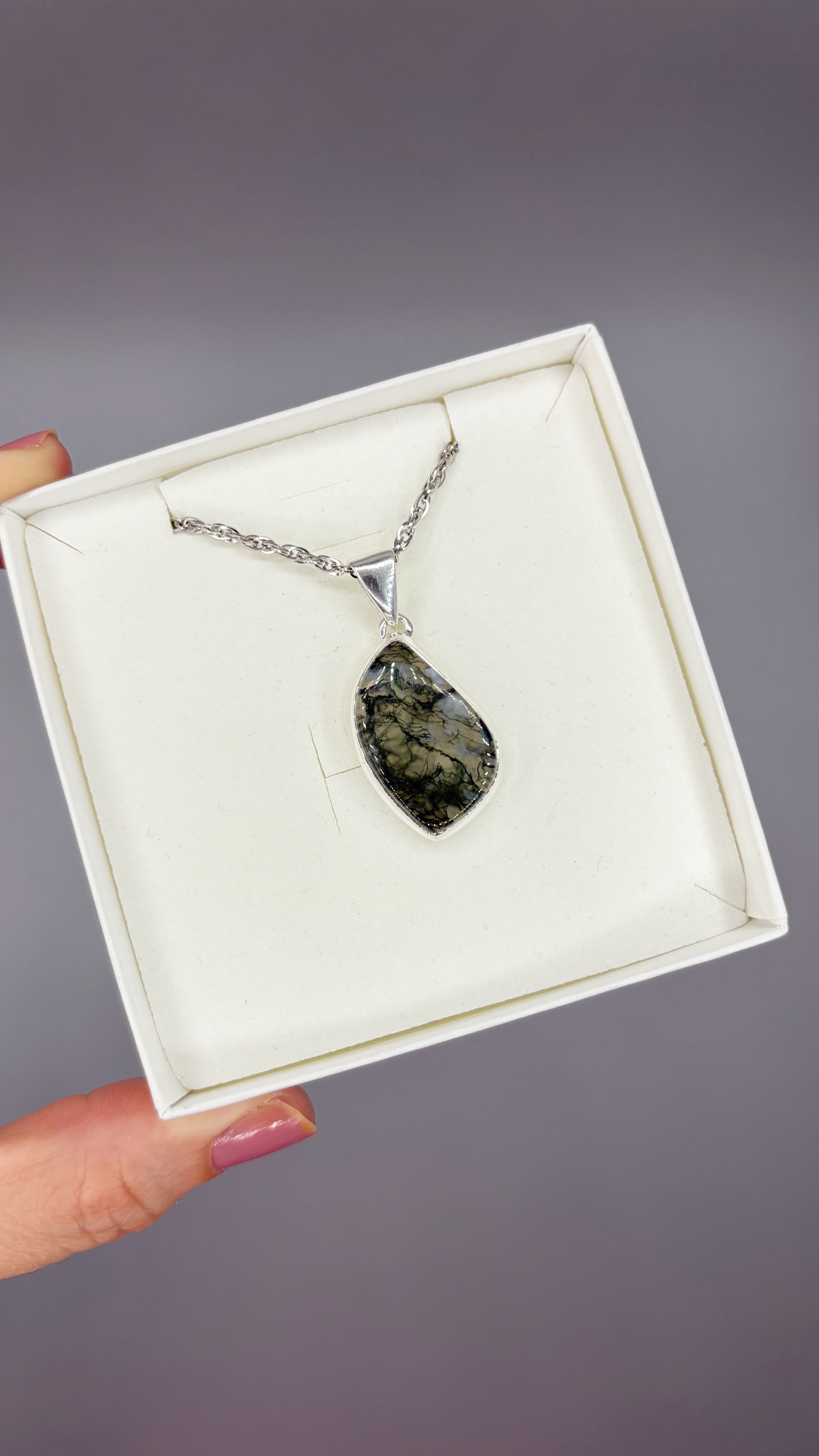 Ciondolo Agata Muschiata Argento 925 - Irregolare