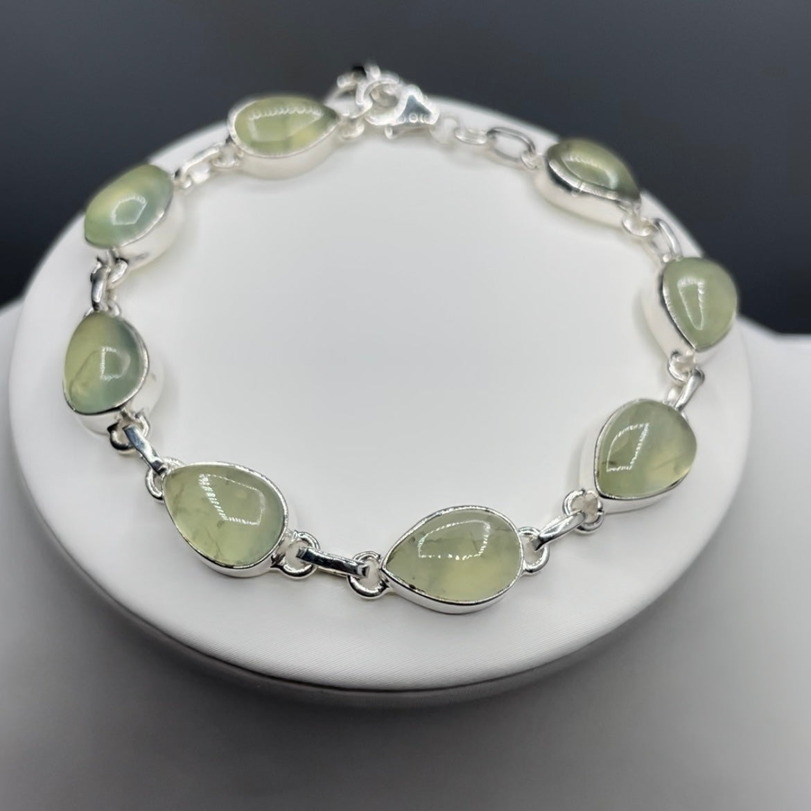 Bracciale Prehnite e Argento 925 - a goccia
