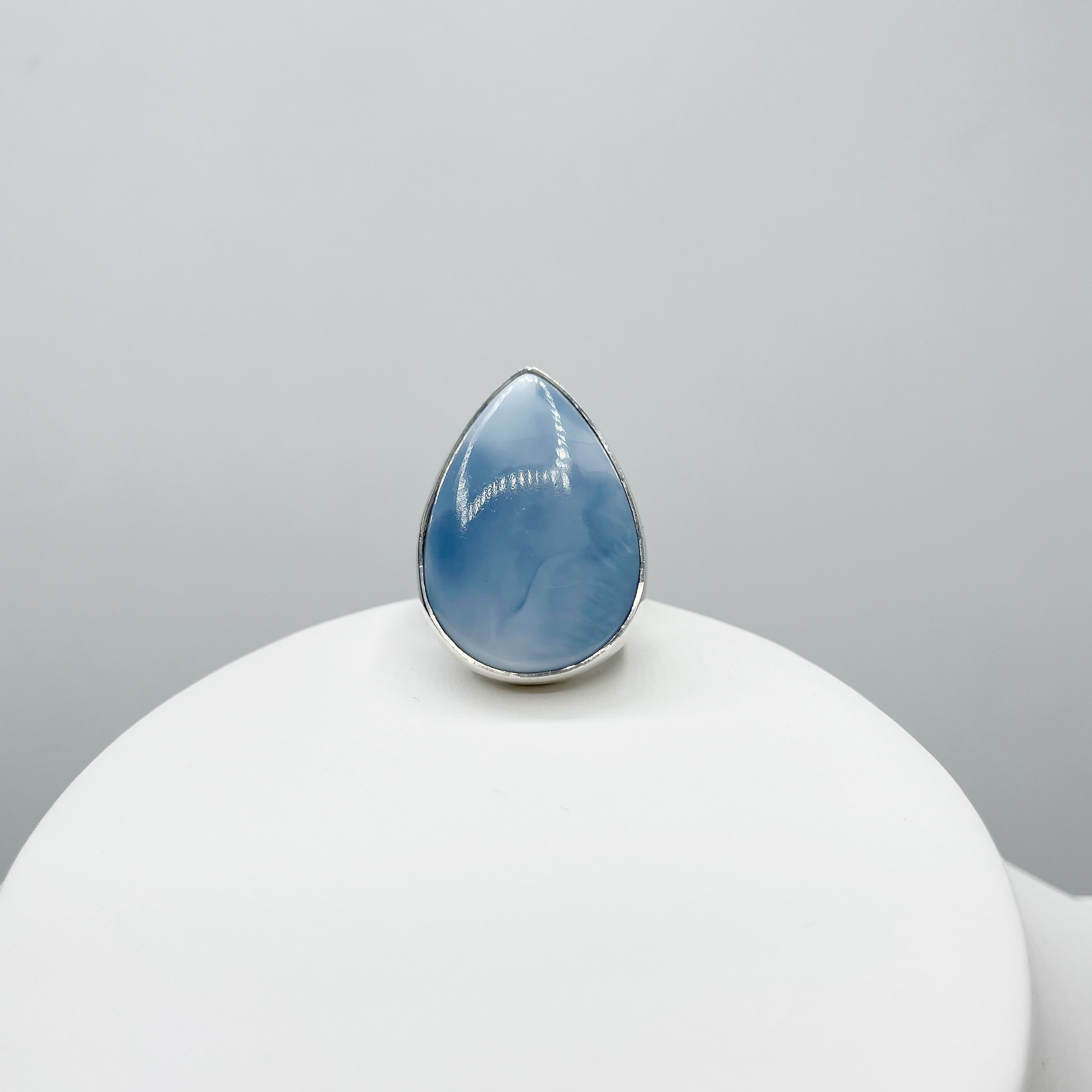 Anello Opale Blu a Goccia - Argento 925
