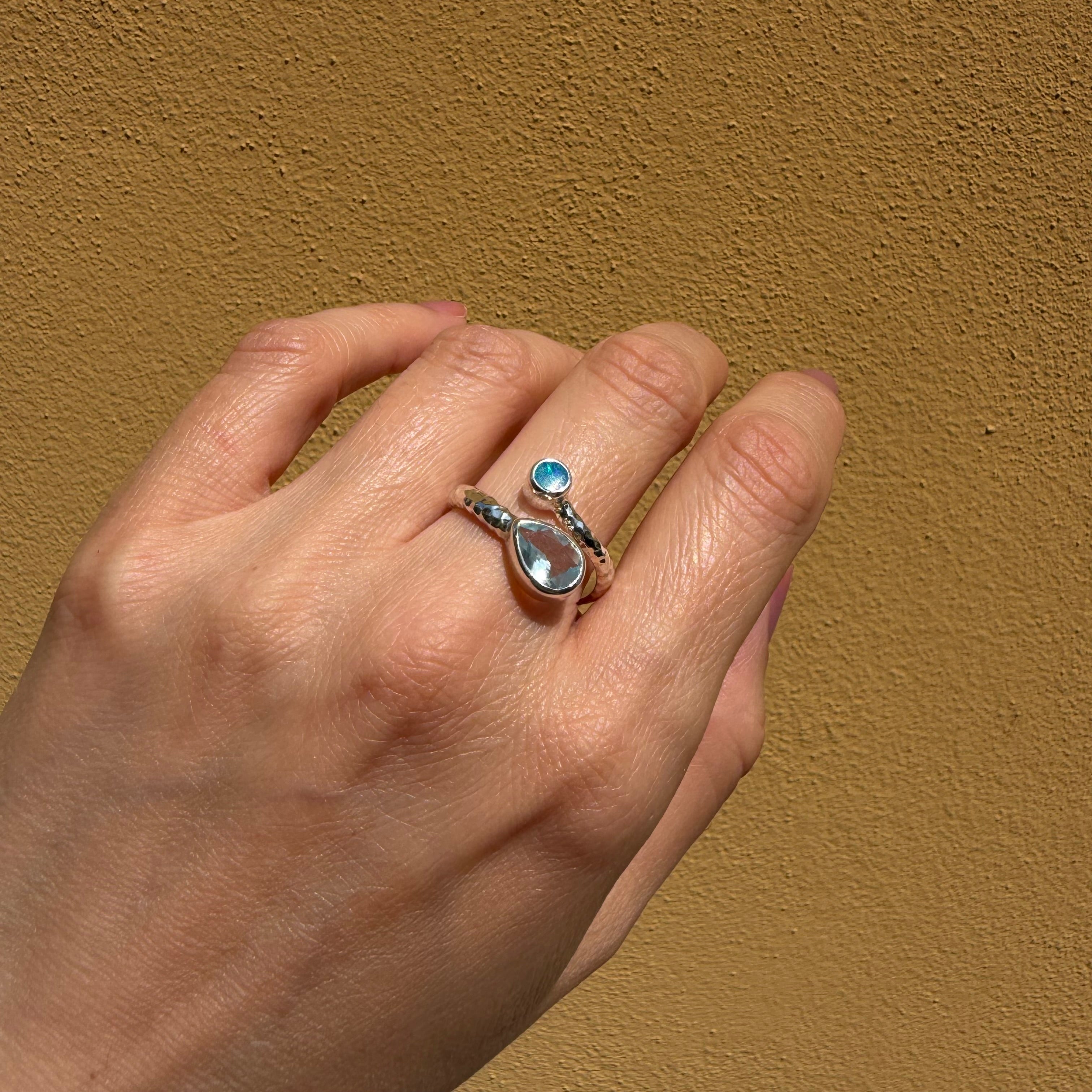 Anello Topazio e Opale Australiano - Argento 925