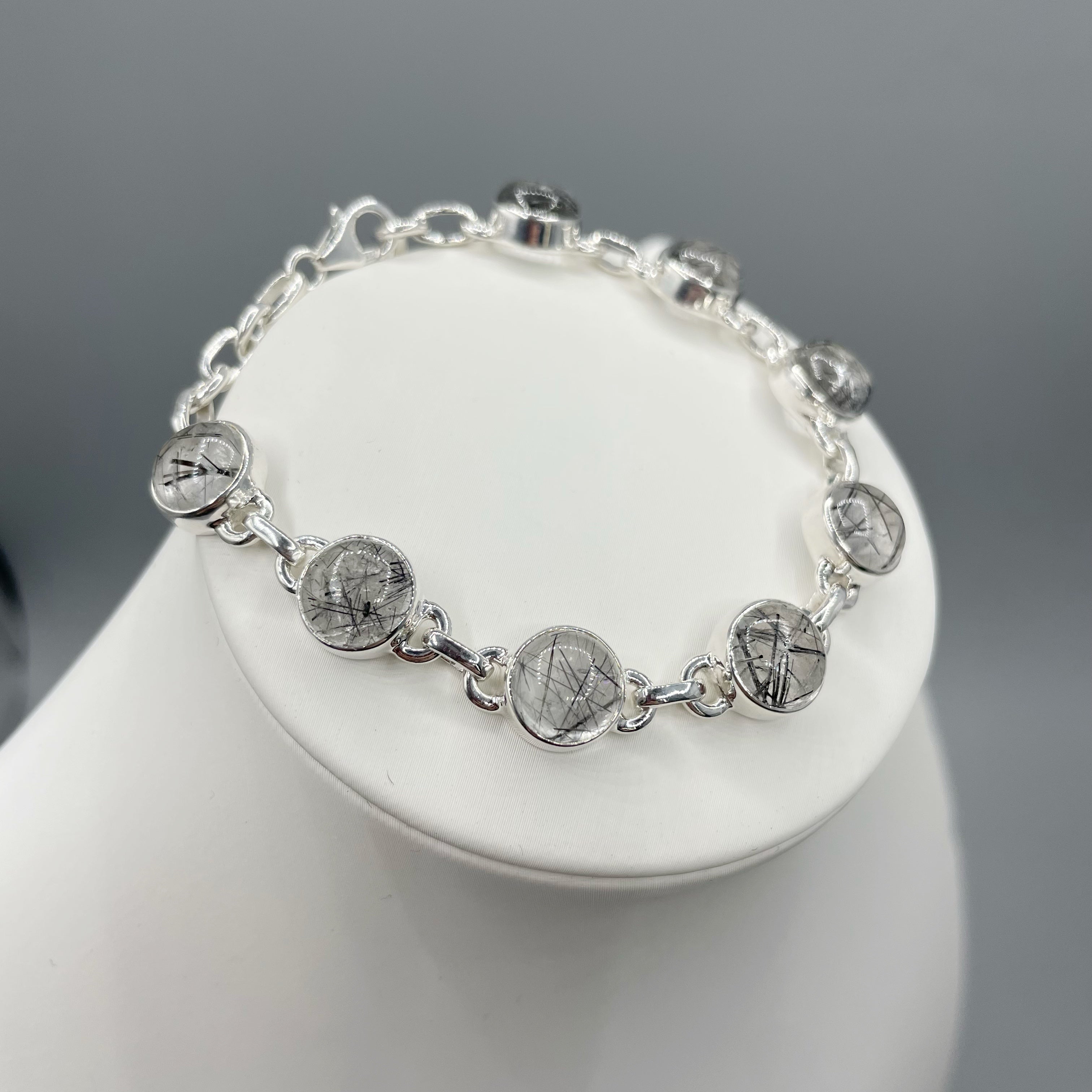 Bracciale Quarzo Tormalinato e Argento 925 - tondo