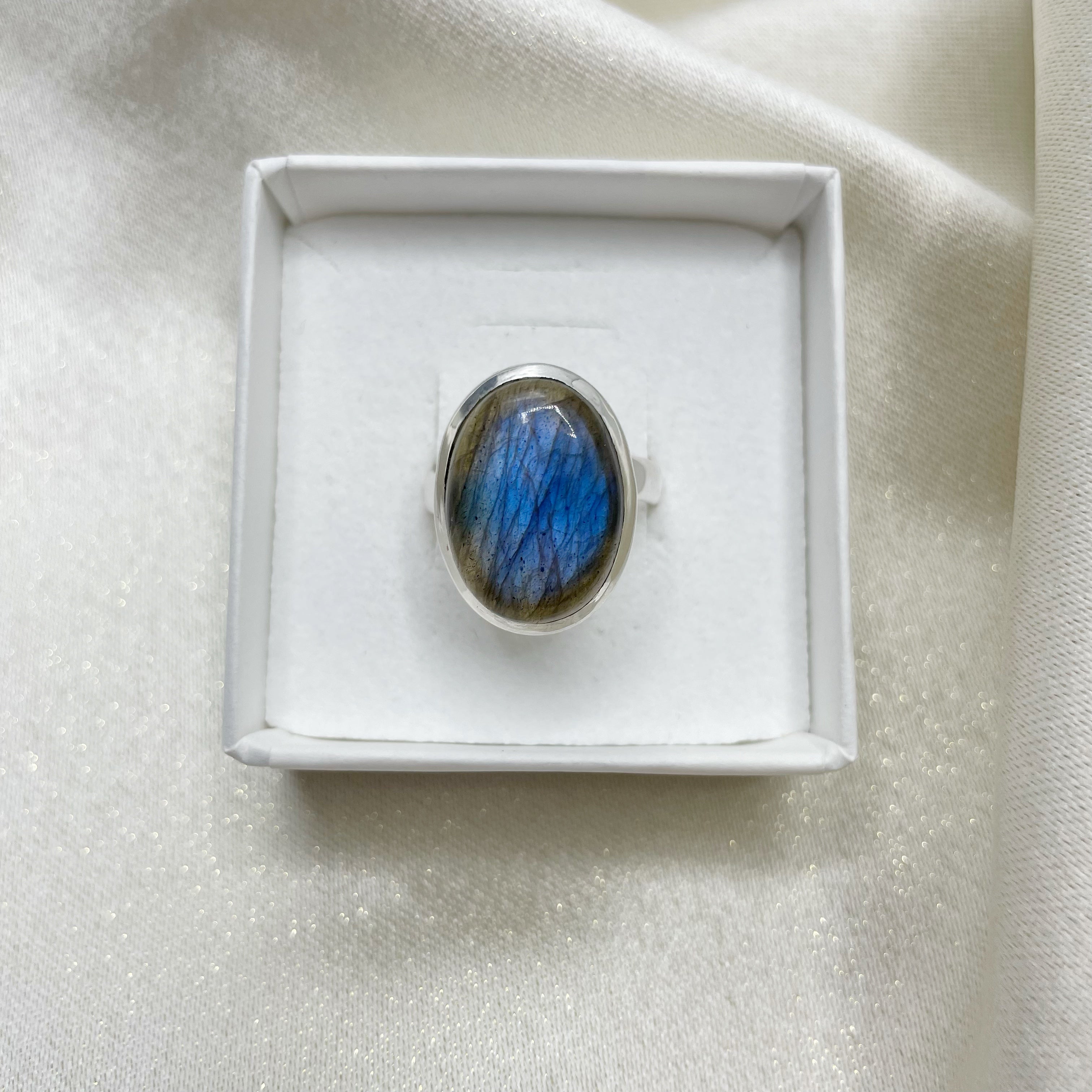 Anello Labradorite Blu e Argento 925