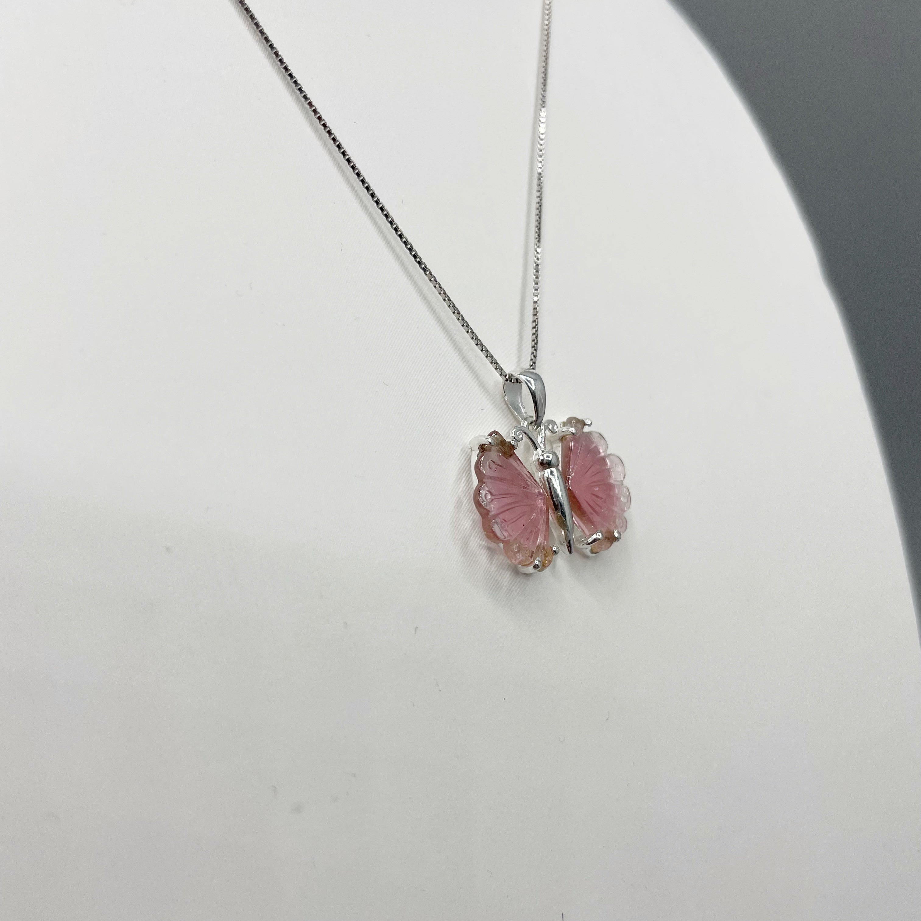 Ciondolo Farfalla Tormalina Rosa e Argento 925