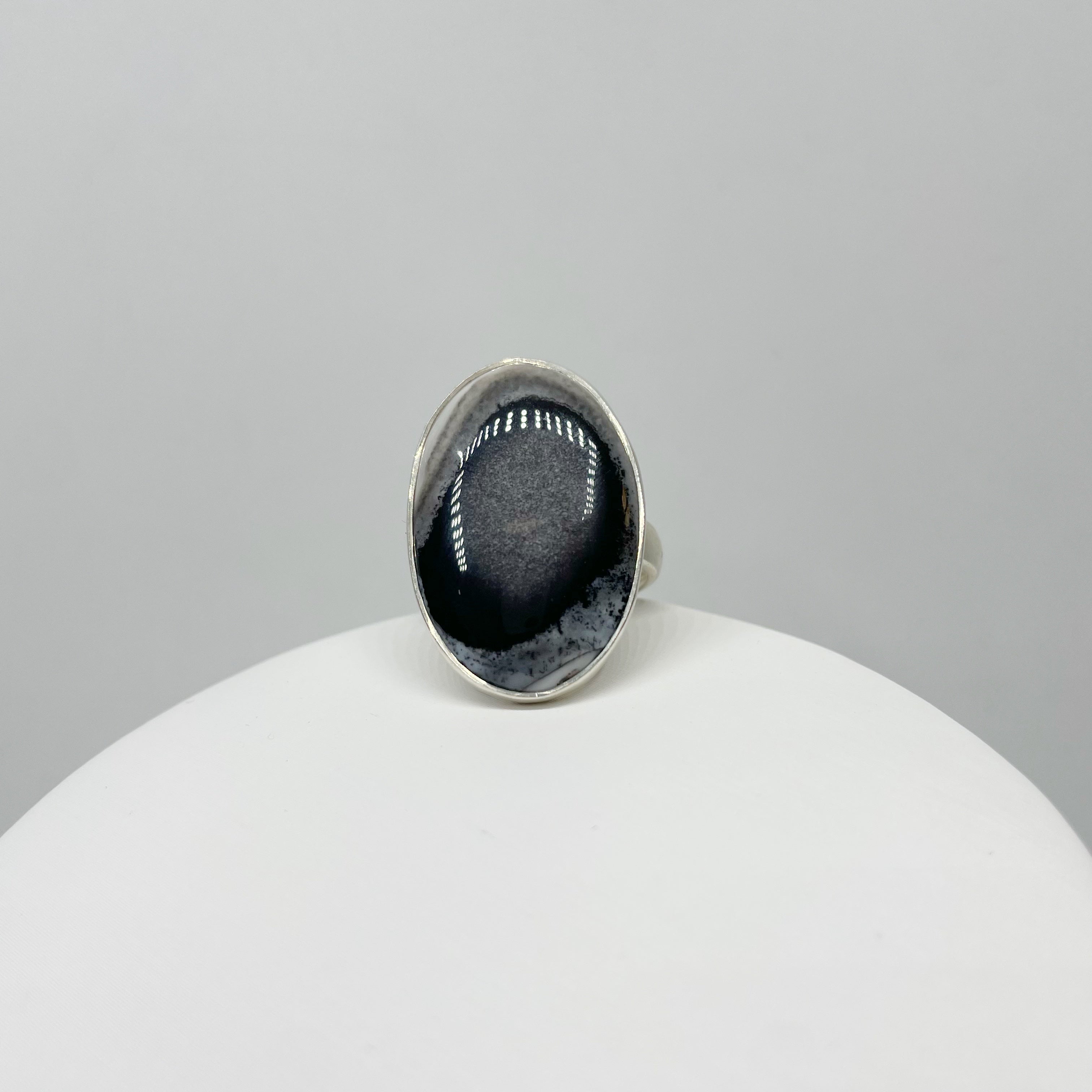 Anello Agata dendritica Ovale - Argento 925