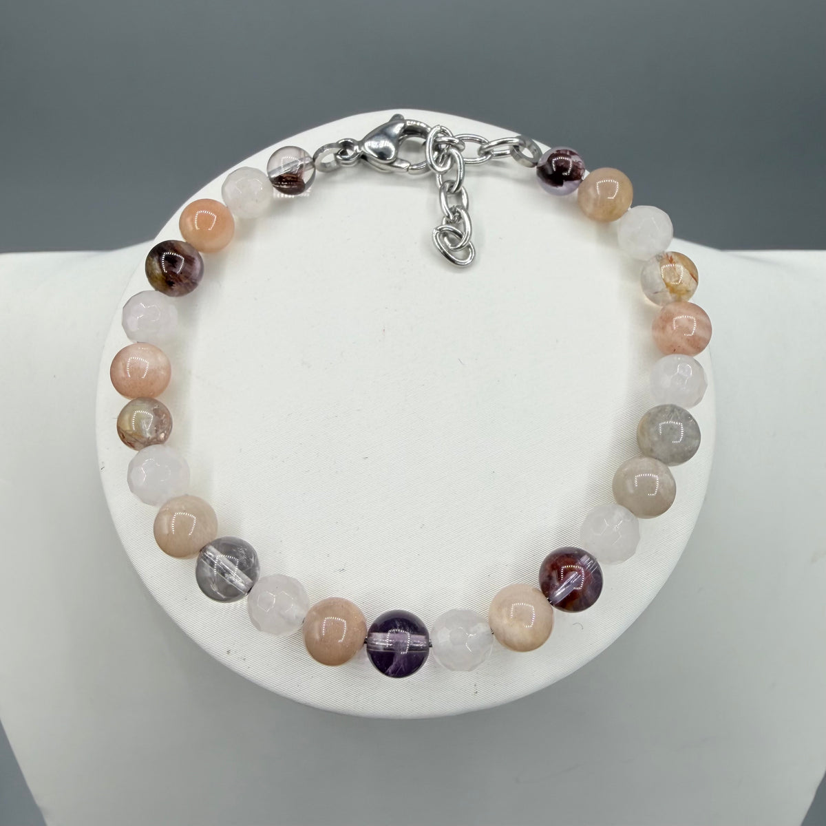Bracciale Serenità e Gioia - Super Seven, Quarzo Rosa, Pietra di Luna - LIMITED EDITION