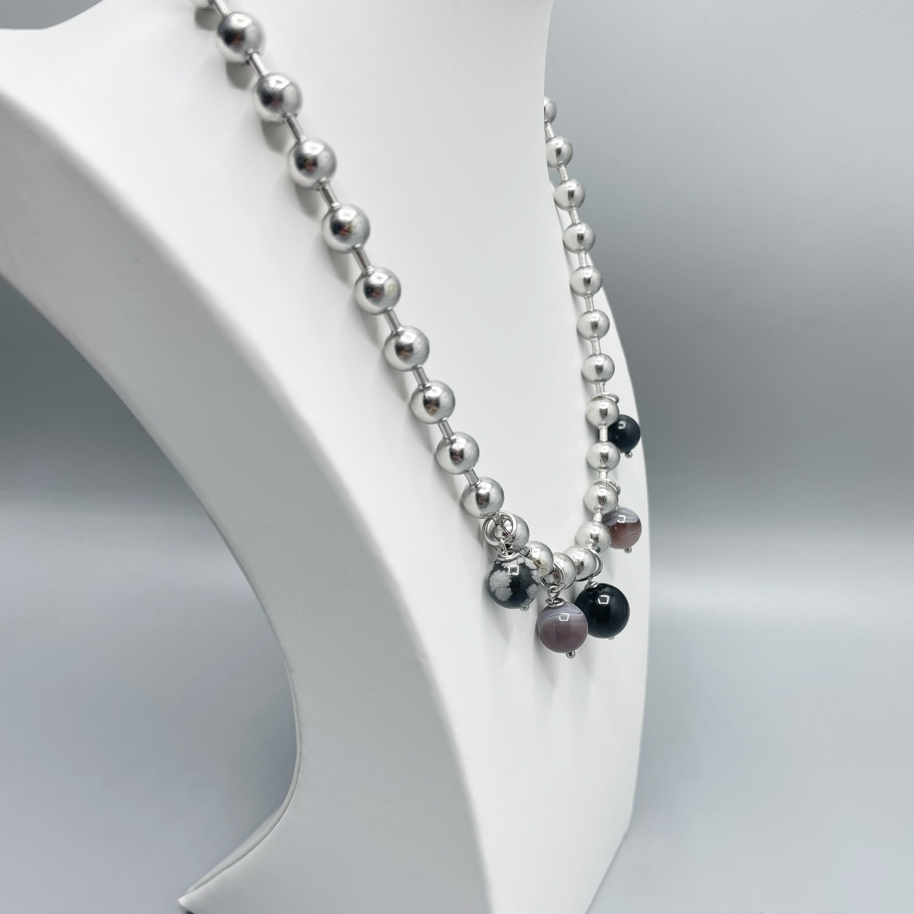 Girocollo Cerchio Protettivo Silver - Occhio di Shiva, Shungite, Ossidiana, Onice