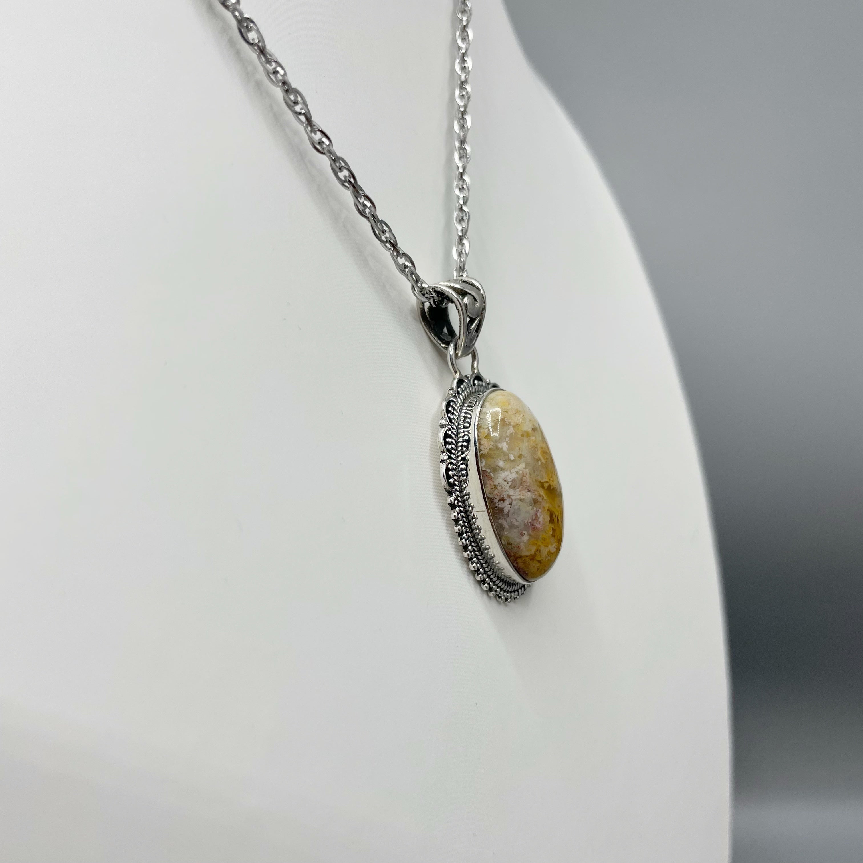 Ciondolo Agata Plume Vintage e Argento 925