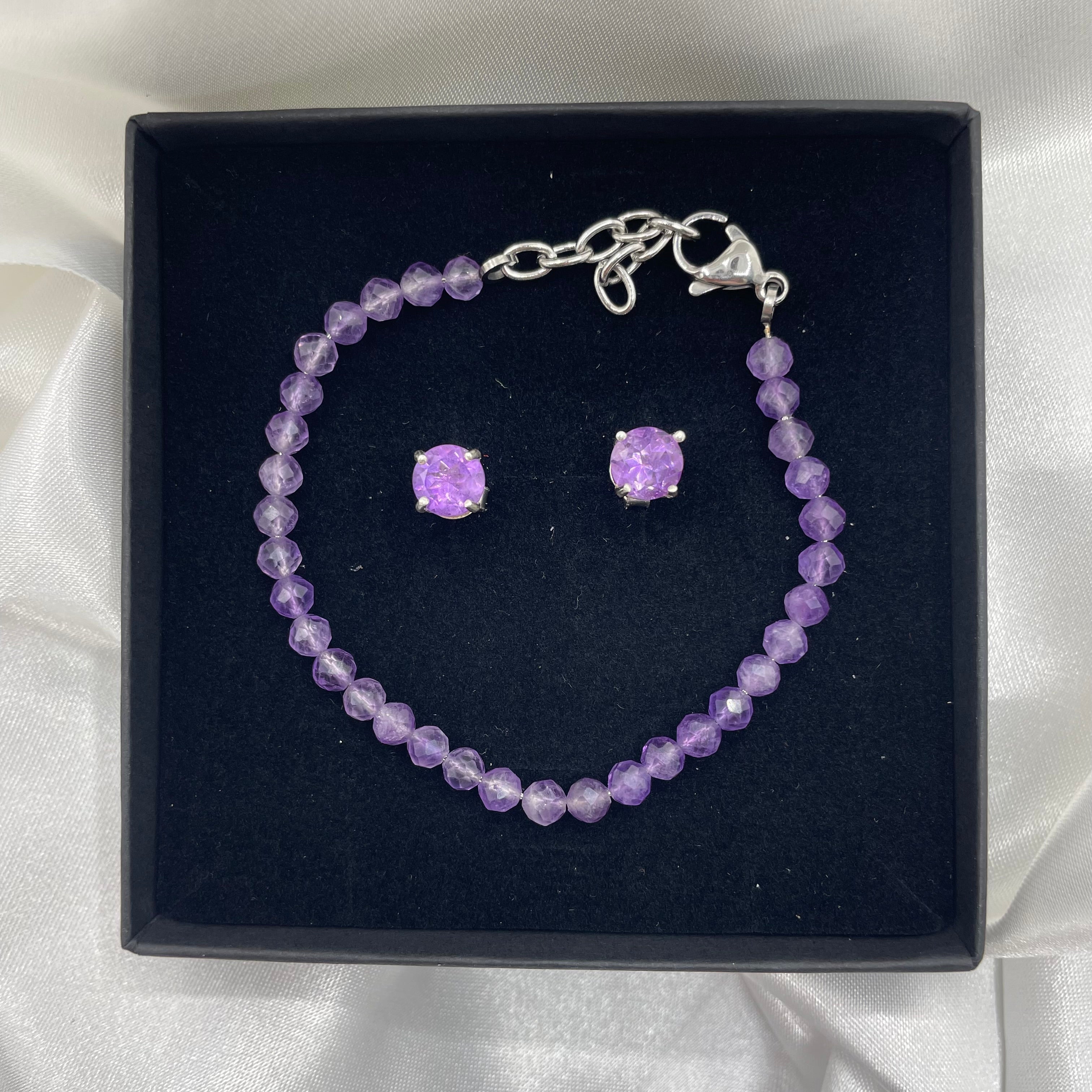 Set Bracciale e Orecchini a Lobo Ametista