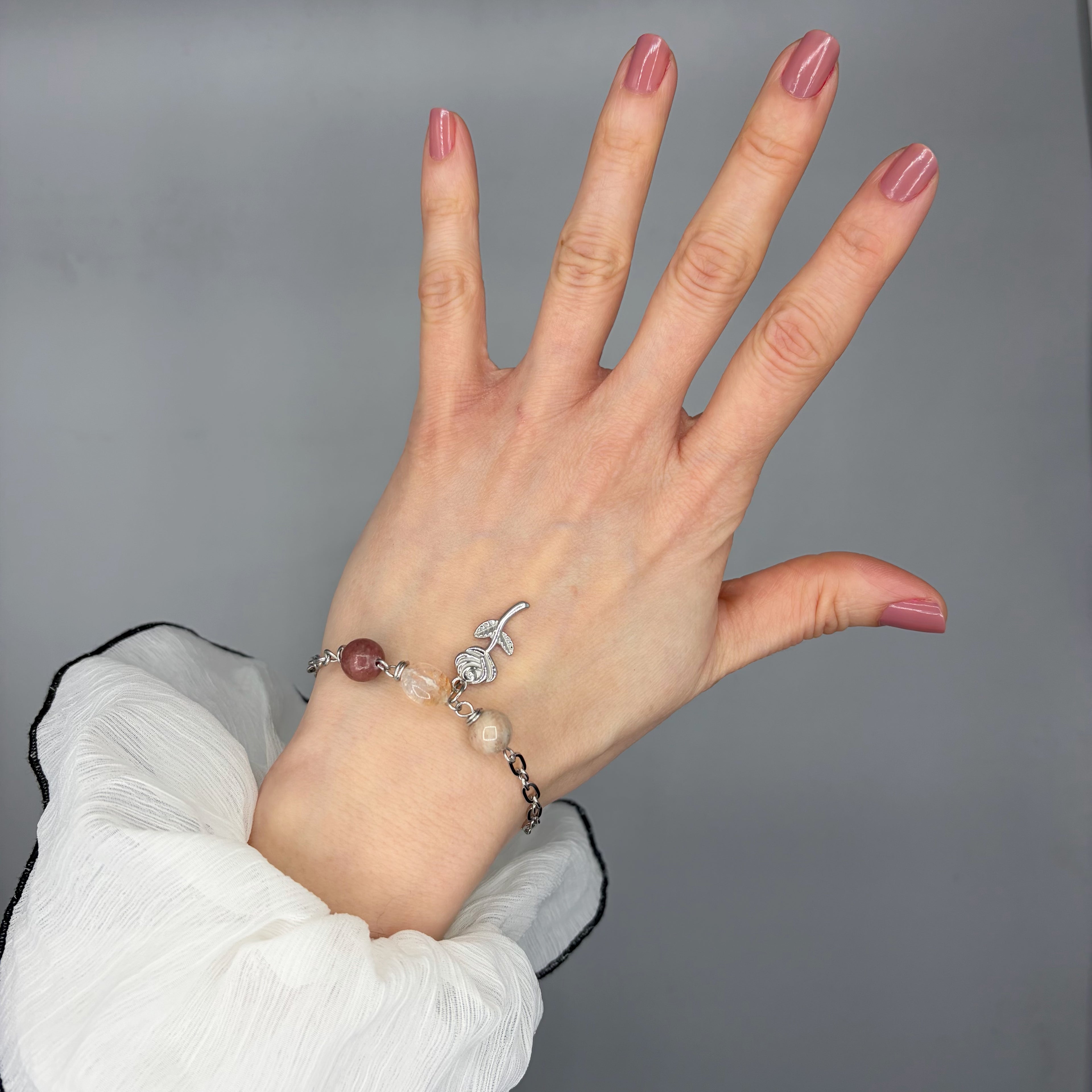 Bracciale Calma e Serenità - Pietra di Luna, Quarzo Ematoide, Rodonite - LIMITED EDITION