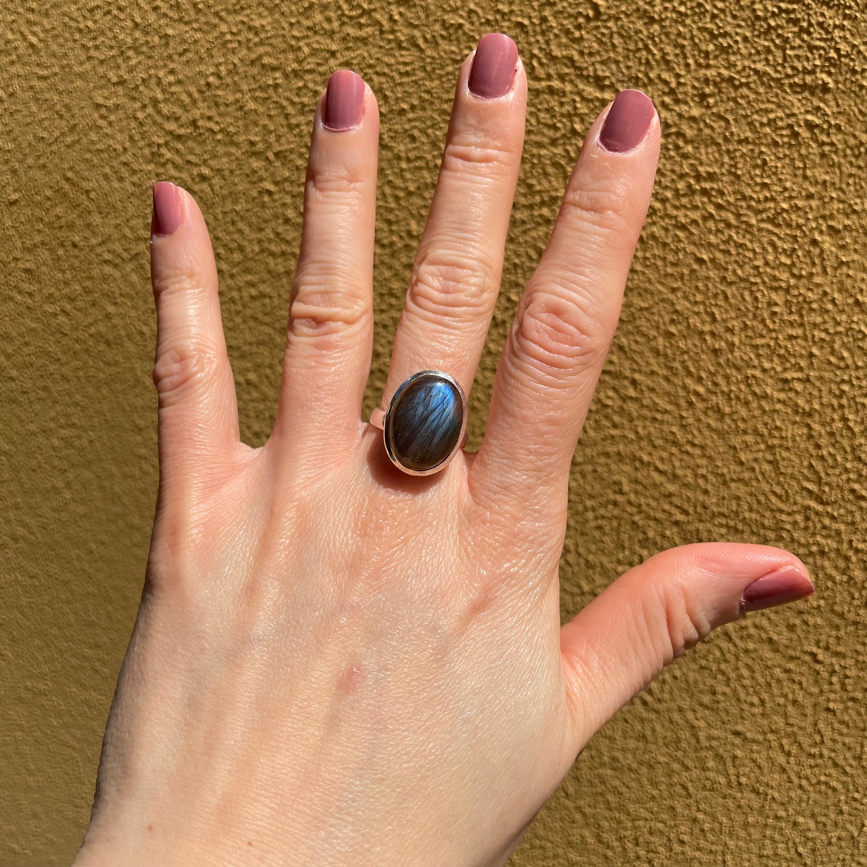 Anello Labradorite Blu e Argento 925