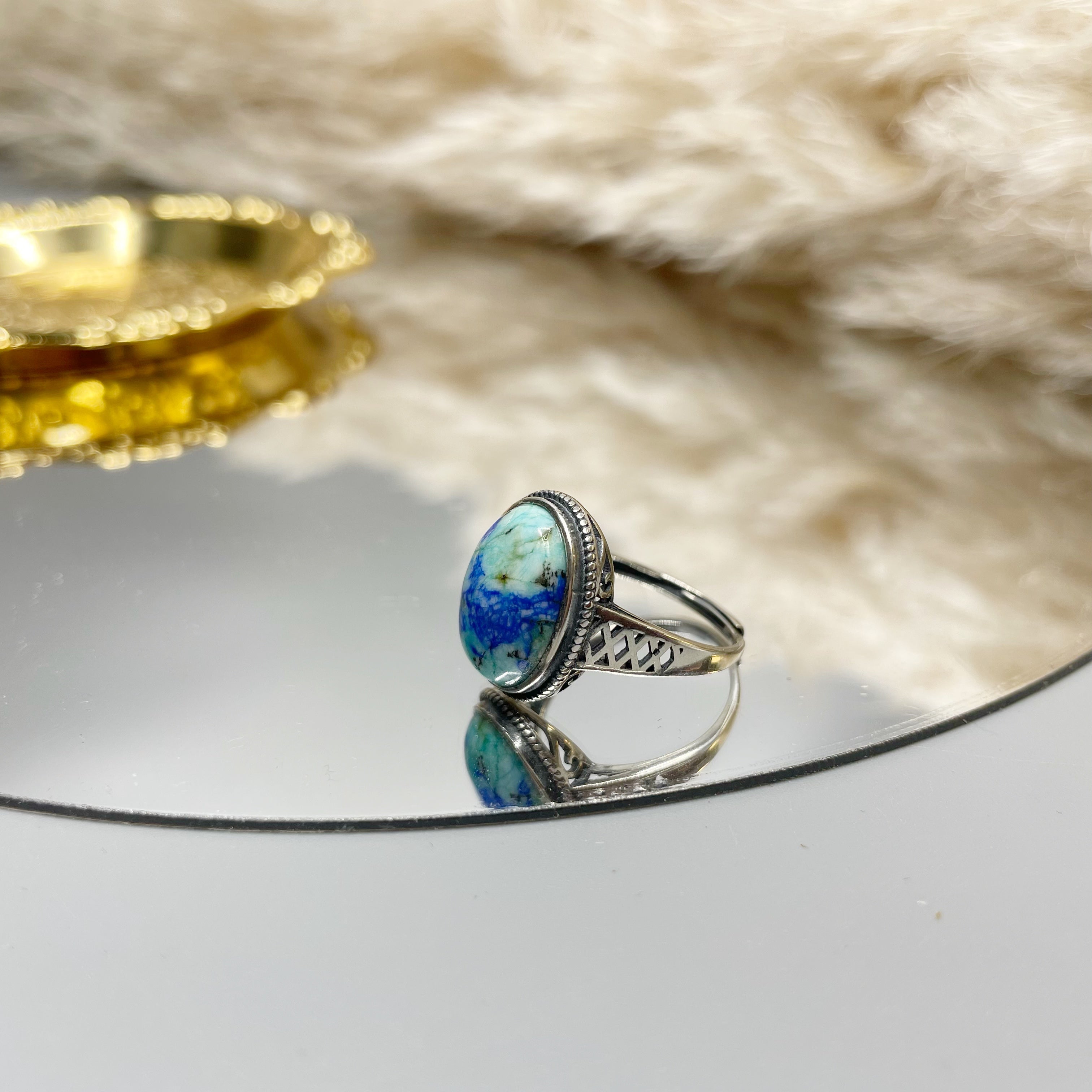 Anello Turchese Naturale e Lapislazzuli - Argento 925