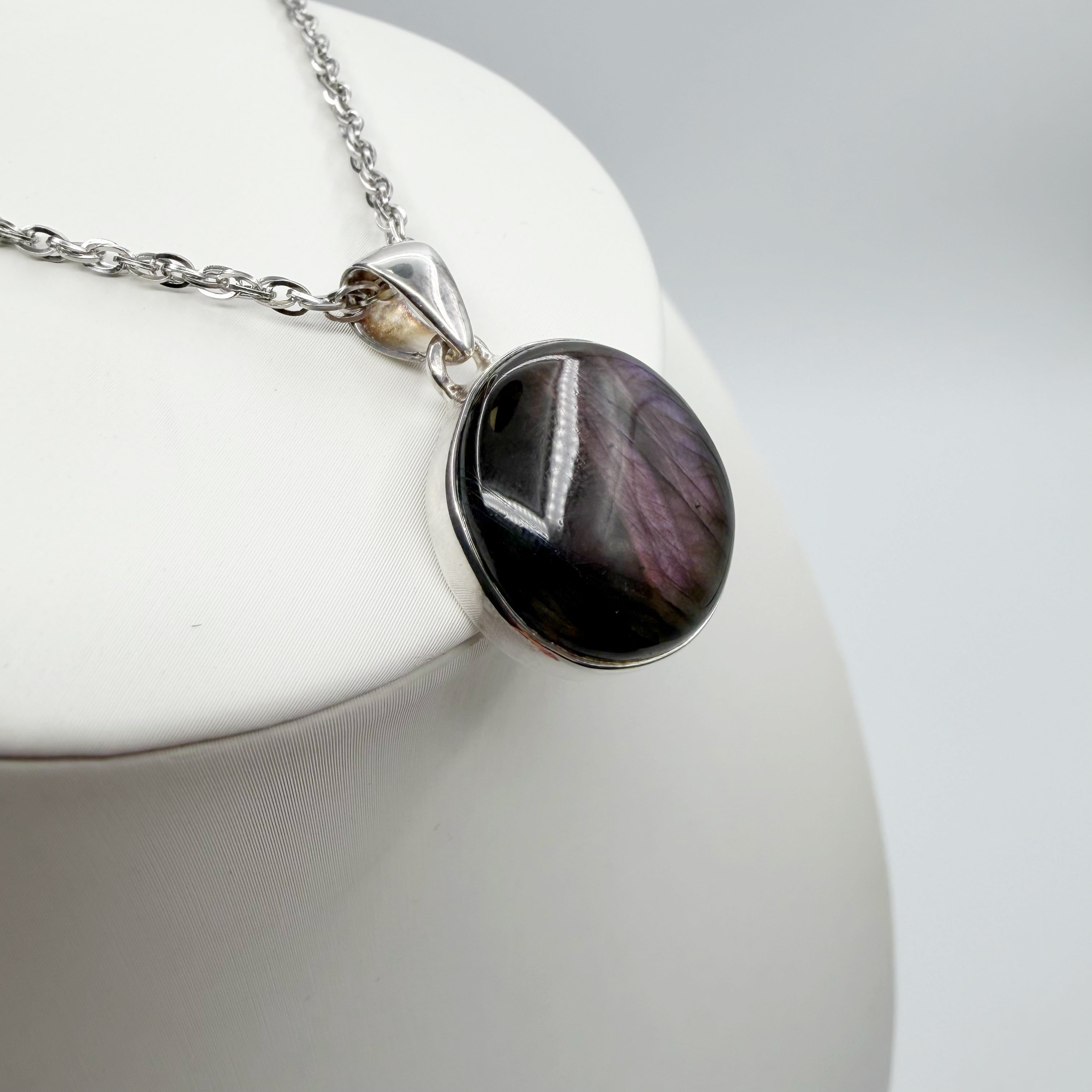 Ciondolo Labradorite Viola - Argento 925 Tondo