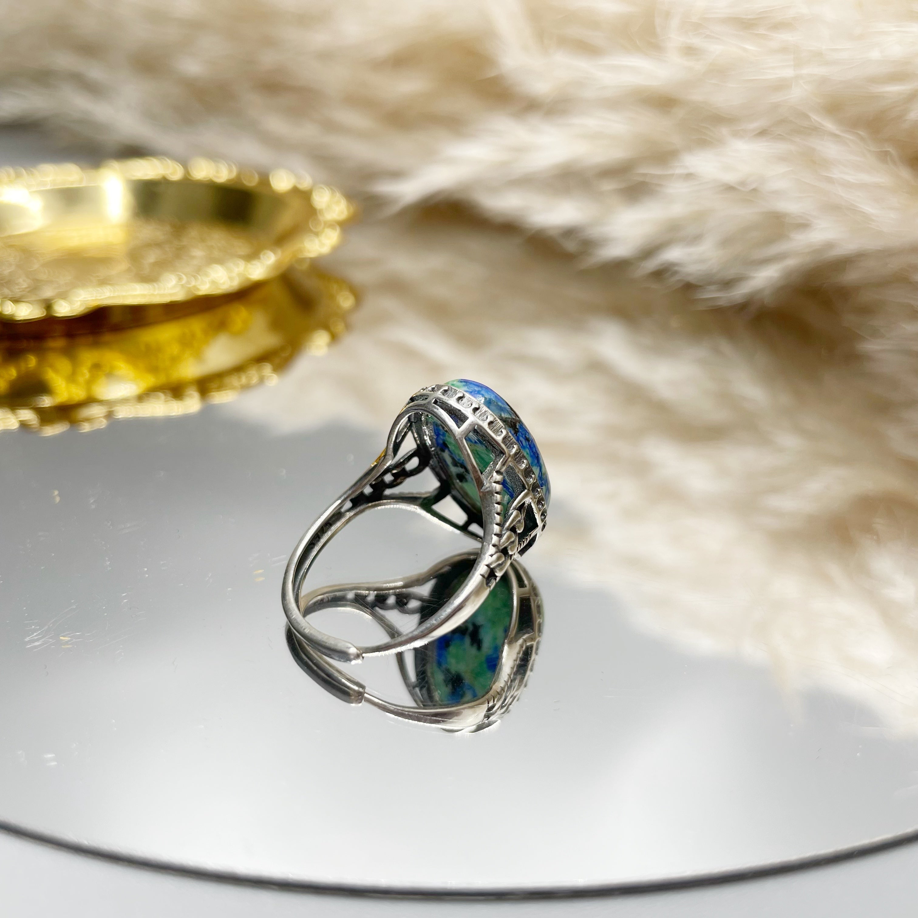 Anello Turchese Naturale e Lapislazzuli - Argento 925