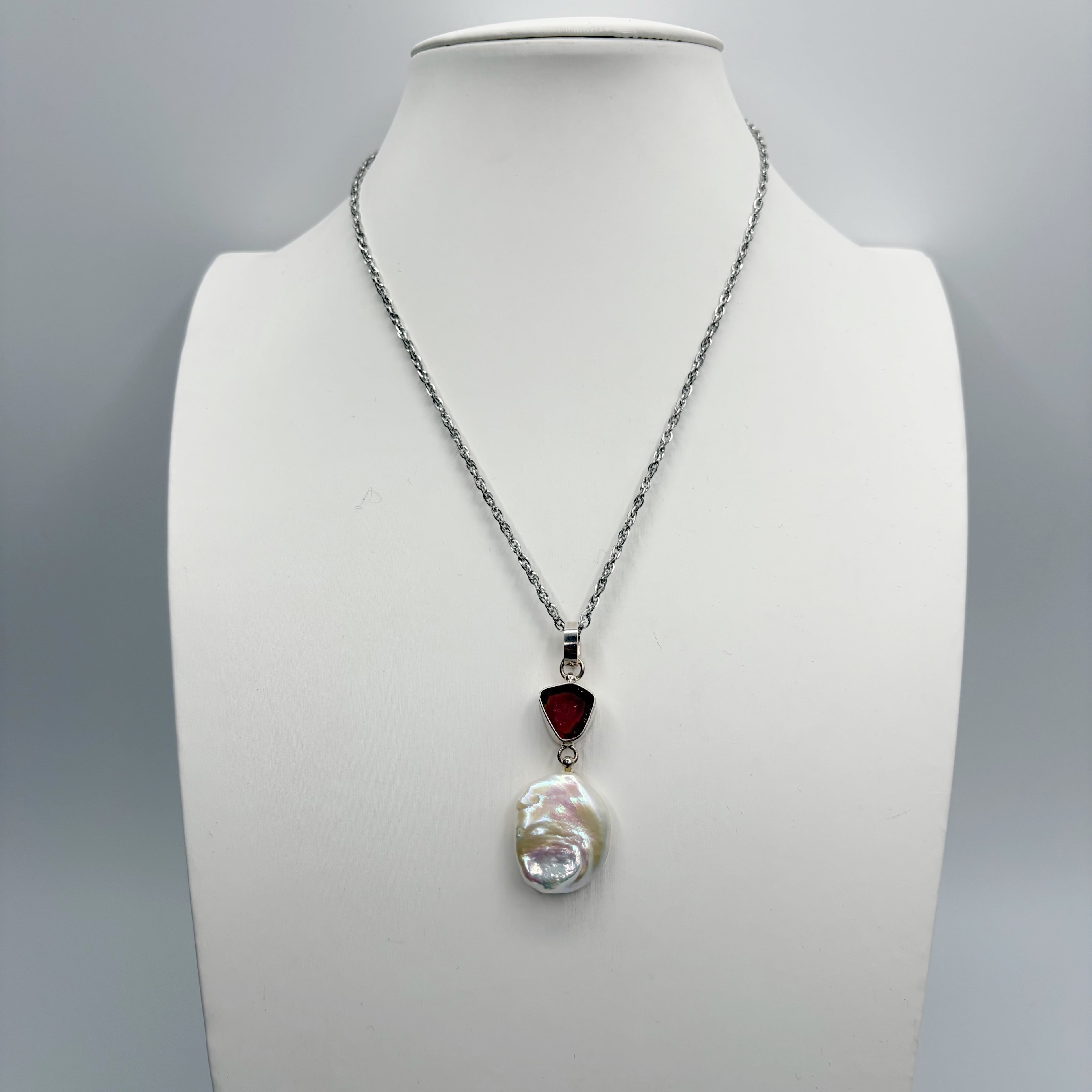 Ciondolo Tormalina Watermelon e Madreperla - Argento 925
