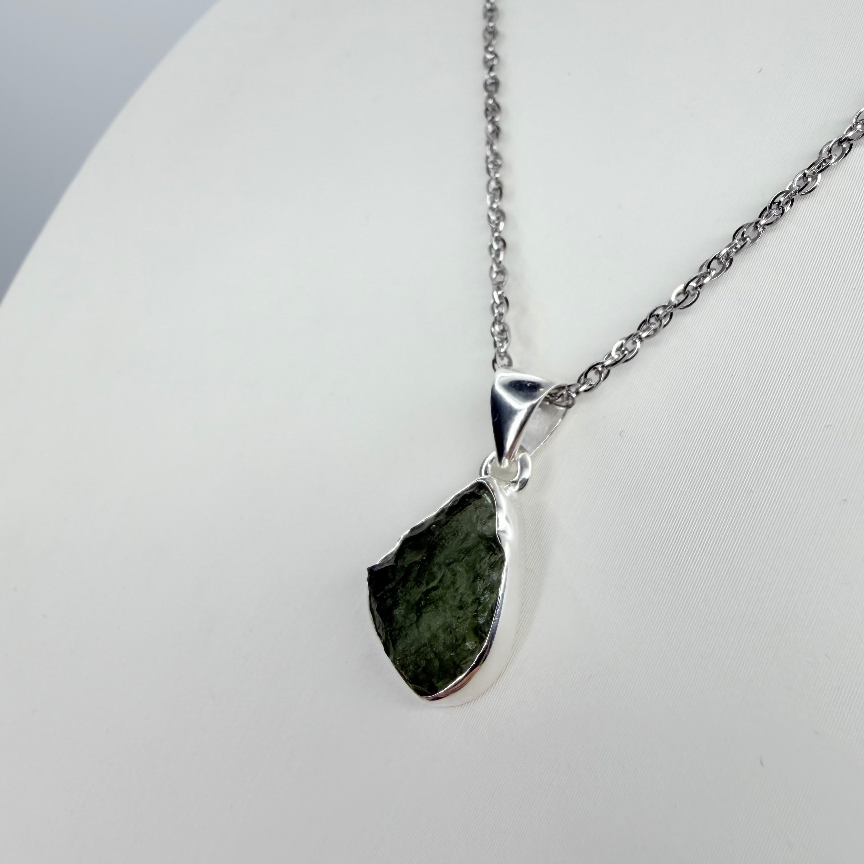 Ciondolo Moldavite Grezza - Argento 925