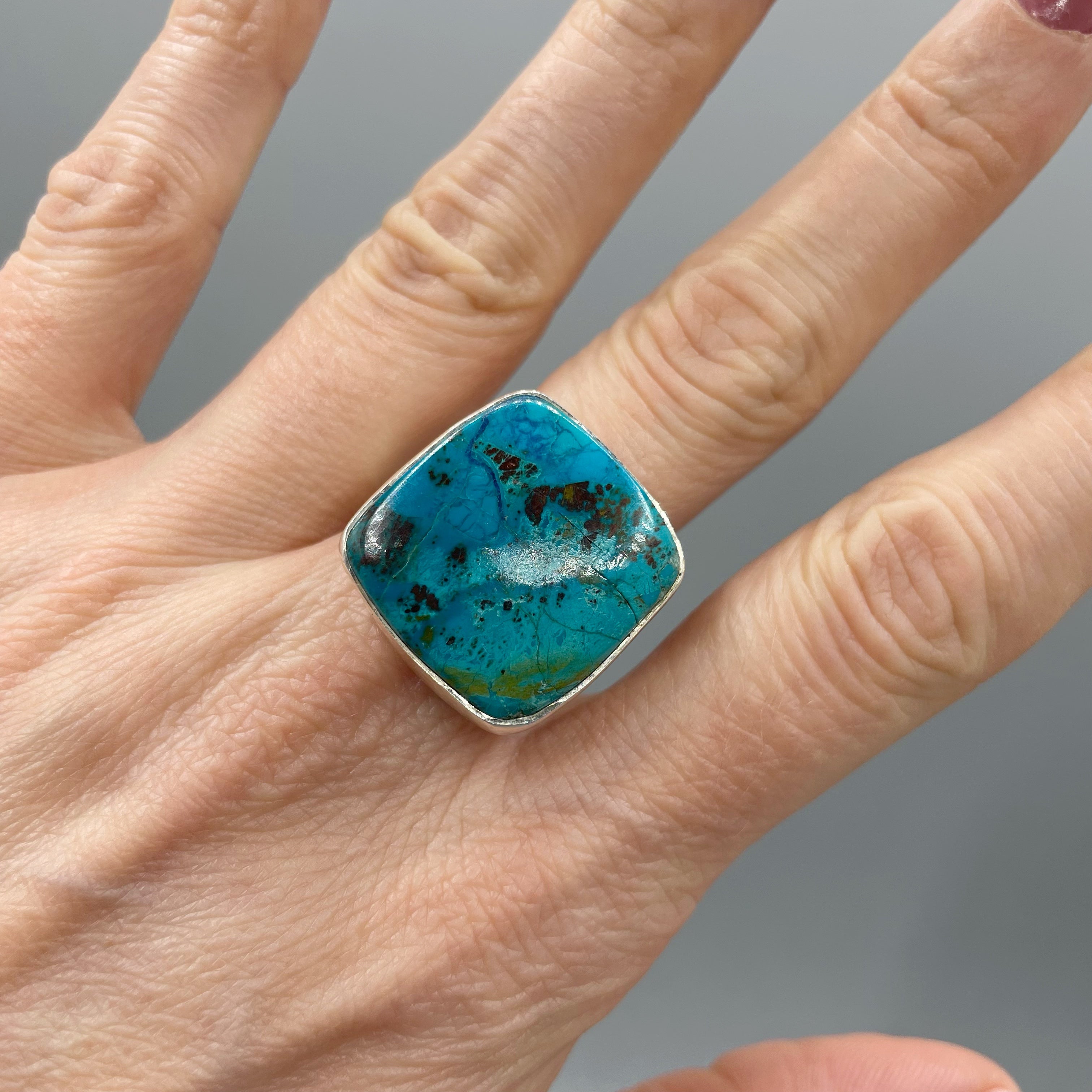 Anello Shattuckite e Argento 925 - Quadrato