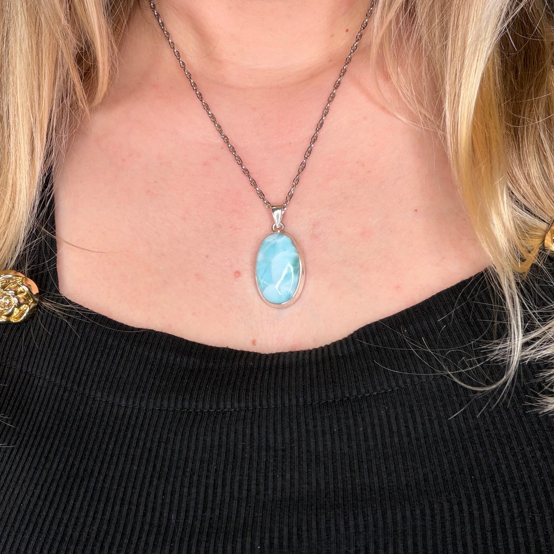 Ciondolo Larimar Argento 925 - Ovale