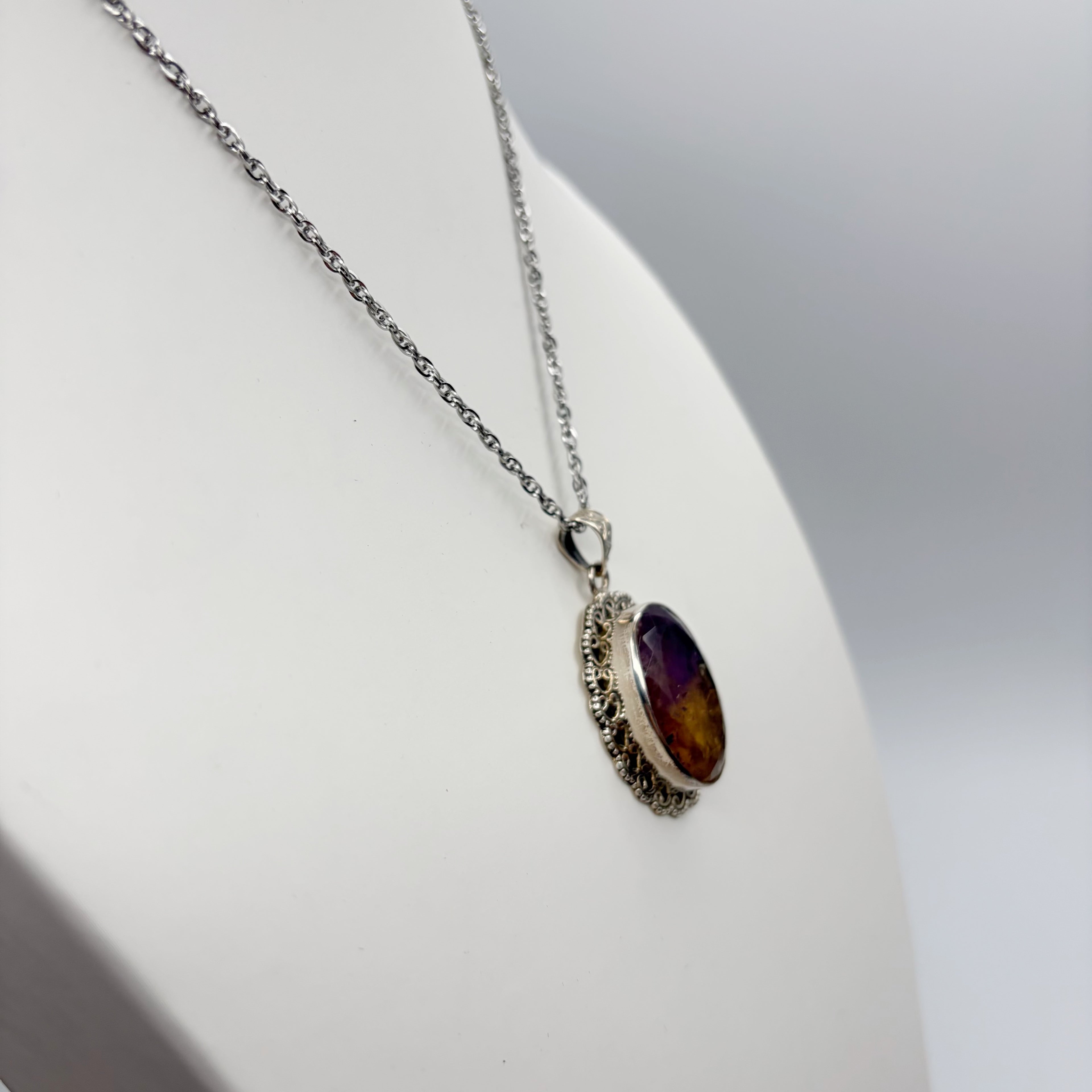 Ciondolo Ametrino Naturale Sfaccettata - Argento 925