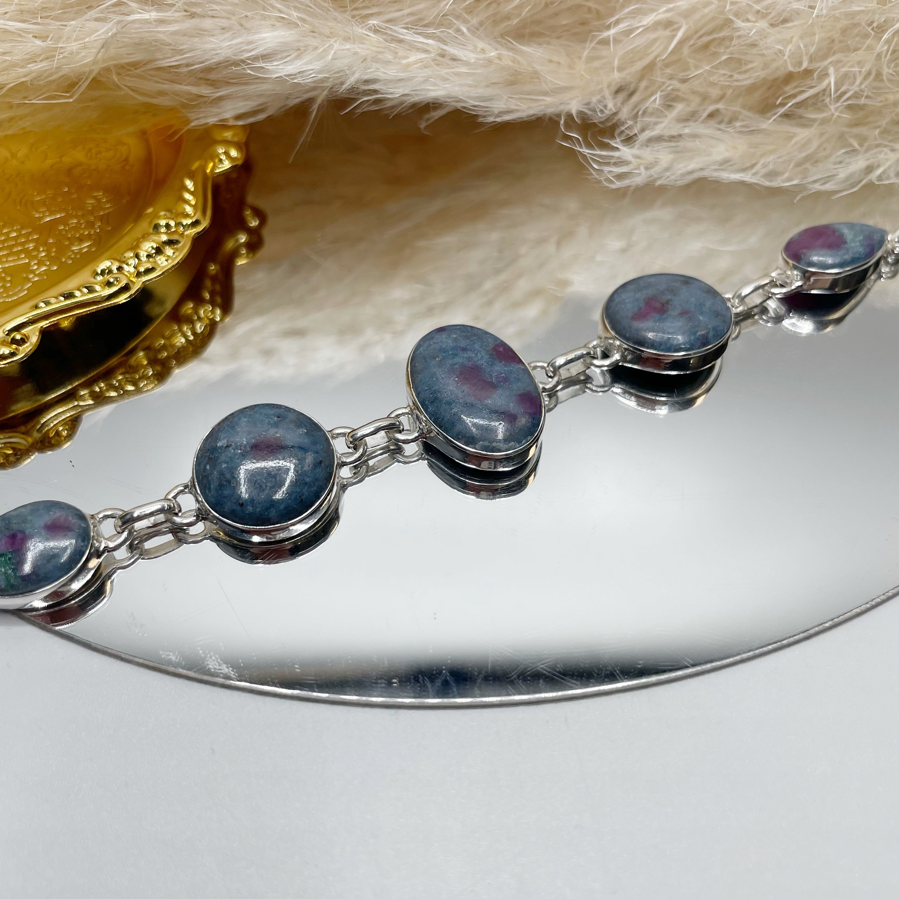 Bracciale Rubino in Cianite - Argento 925 - Ovale