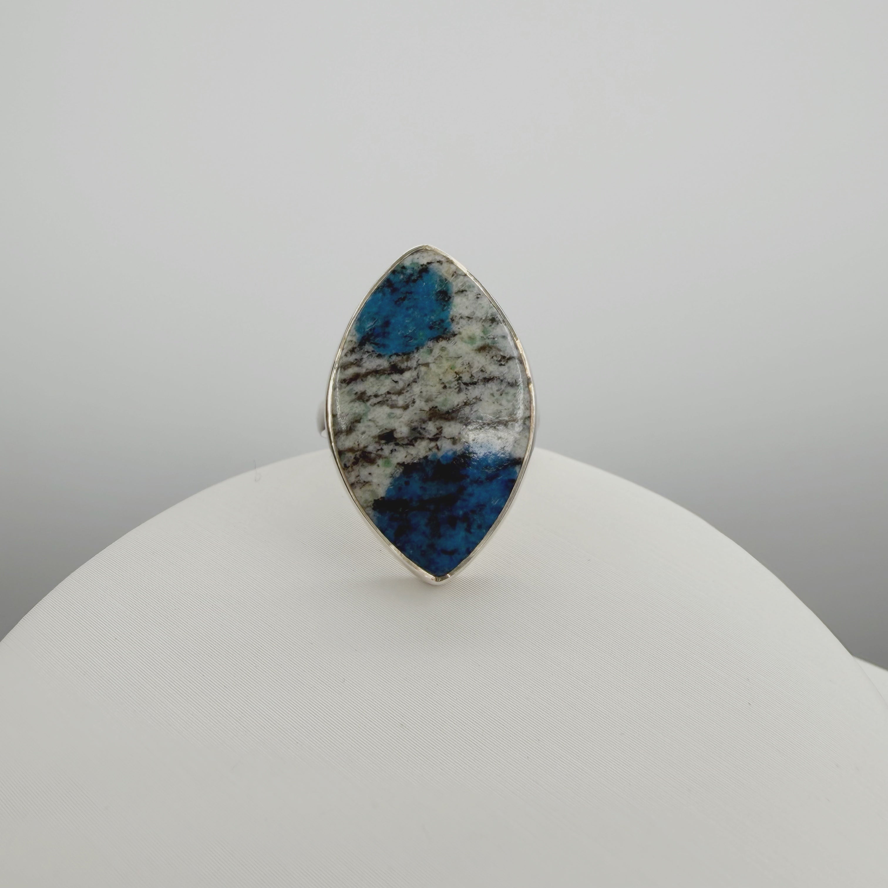 Anello Azzurrite in Granito (K2) e Argento 925