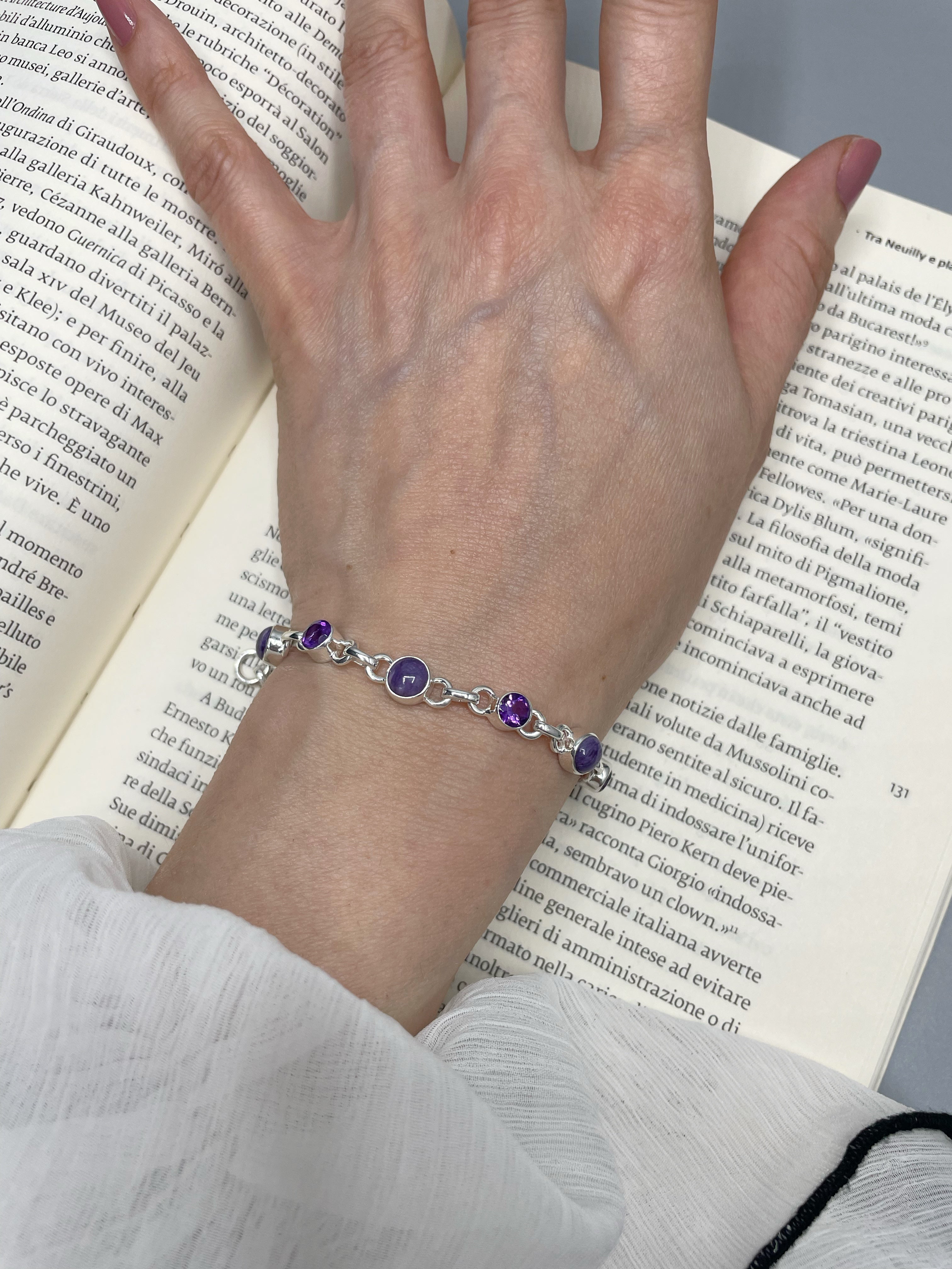 Bracciale Ametista, Ciaroite e Argento 925
