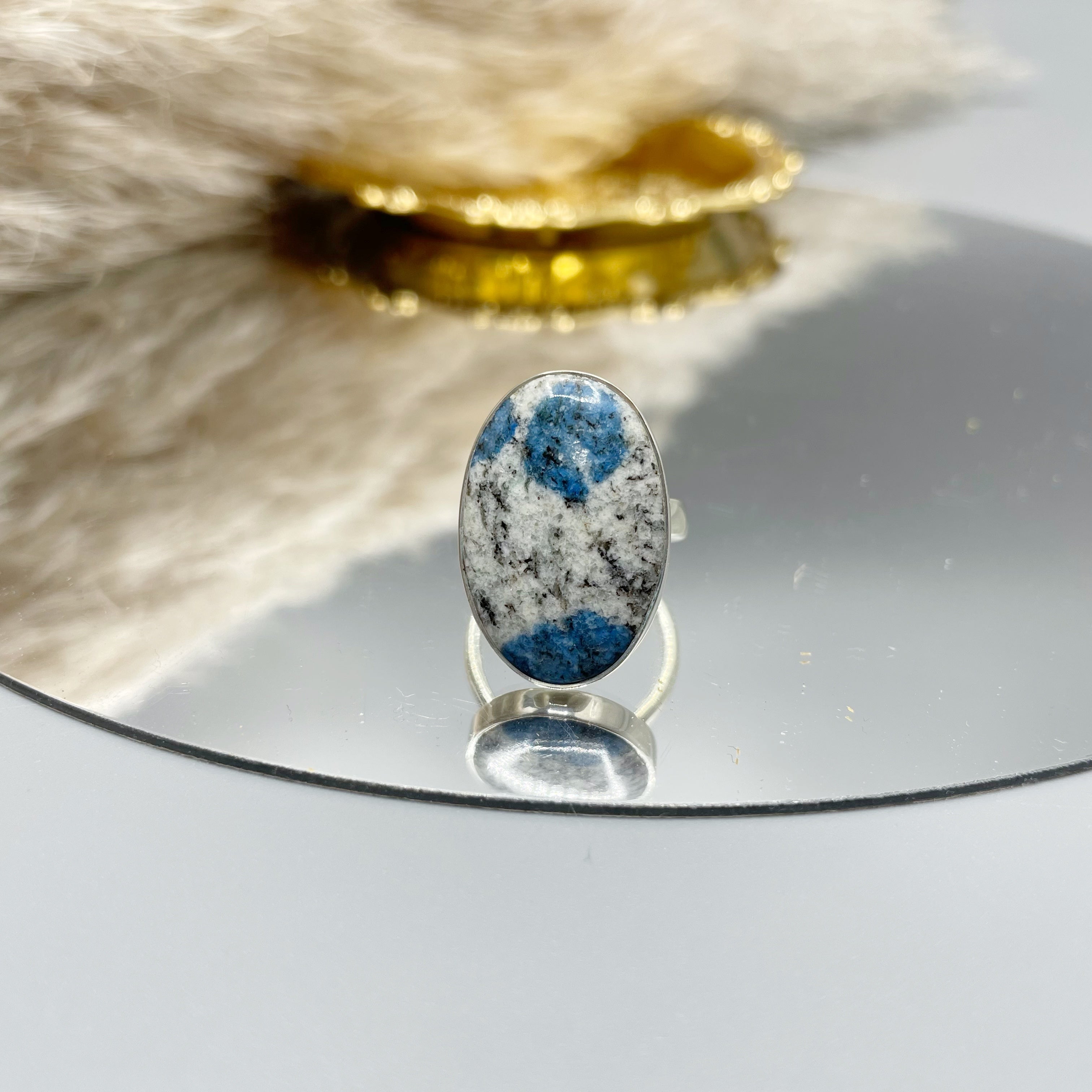 Anello Azzurrite in Granito (K2) e Argento 925