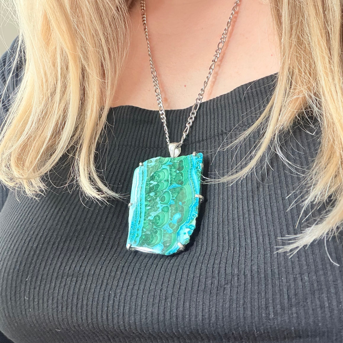 Ciondolo Malachite e Crisocolla Argento 925 - grande
