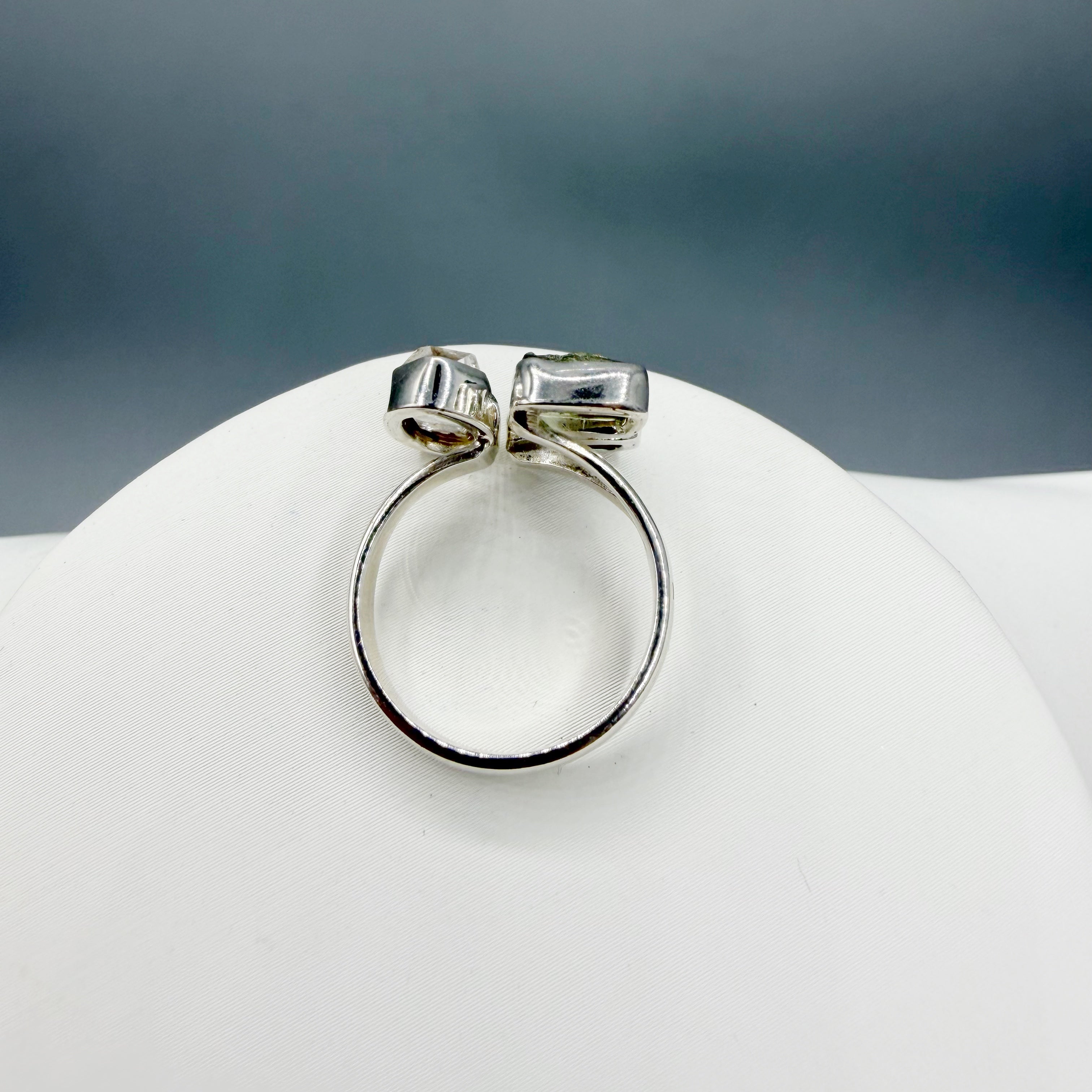 Anello Moldavite, Campo del Cielo e Diamante Herkimer | Argento 925