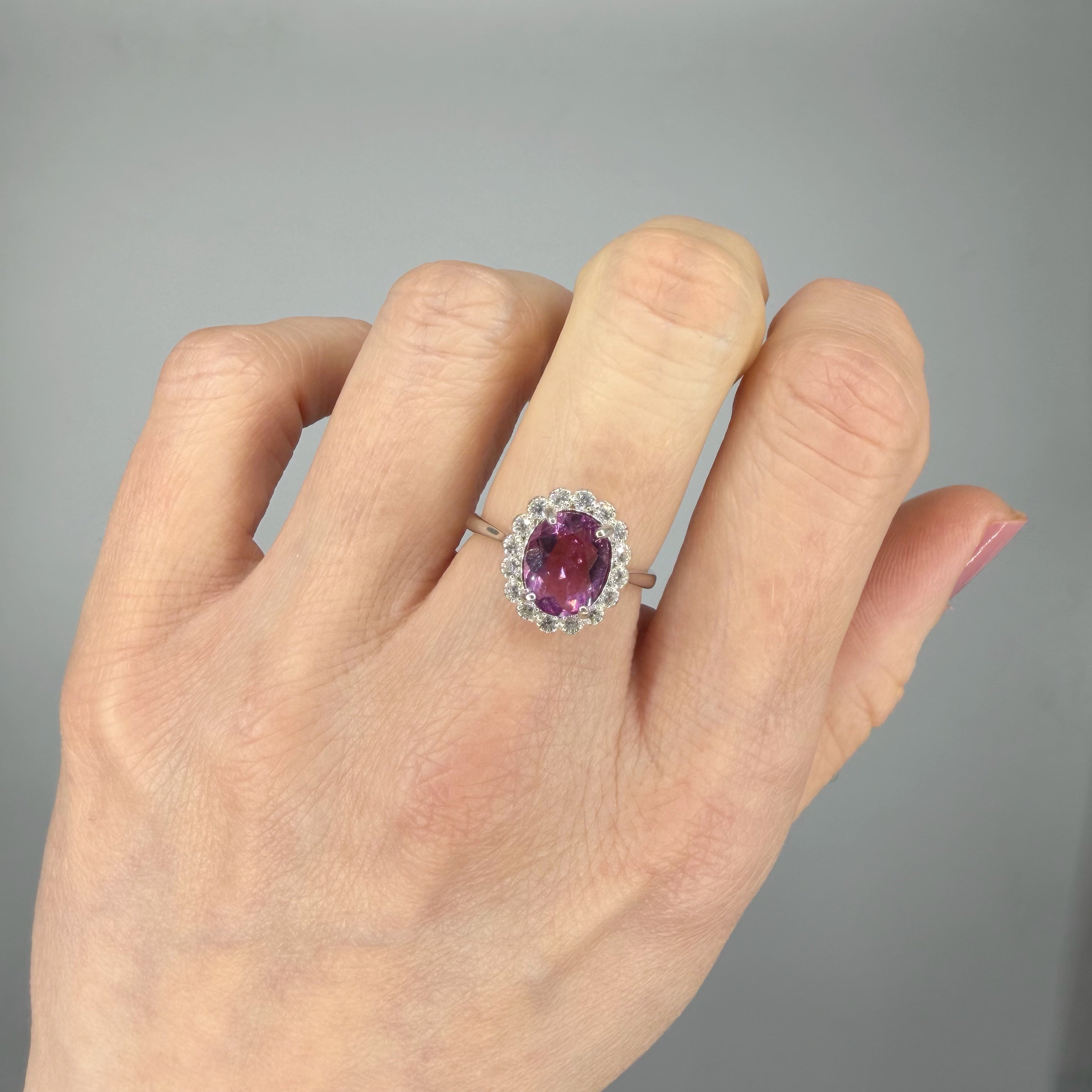 Anello Fluorite Rosa - Argento 925 - Ovale