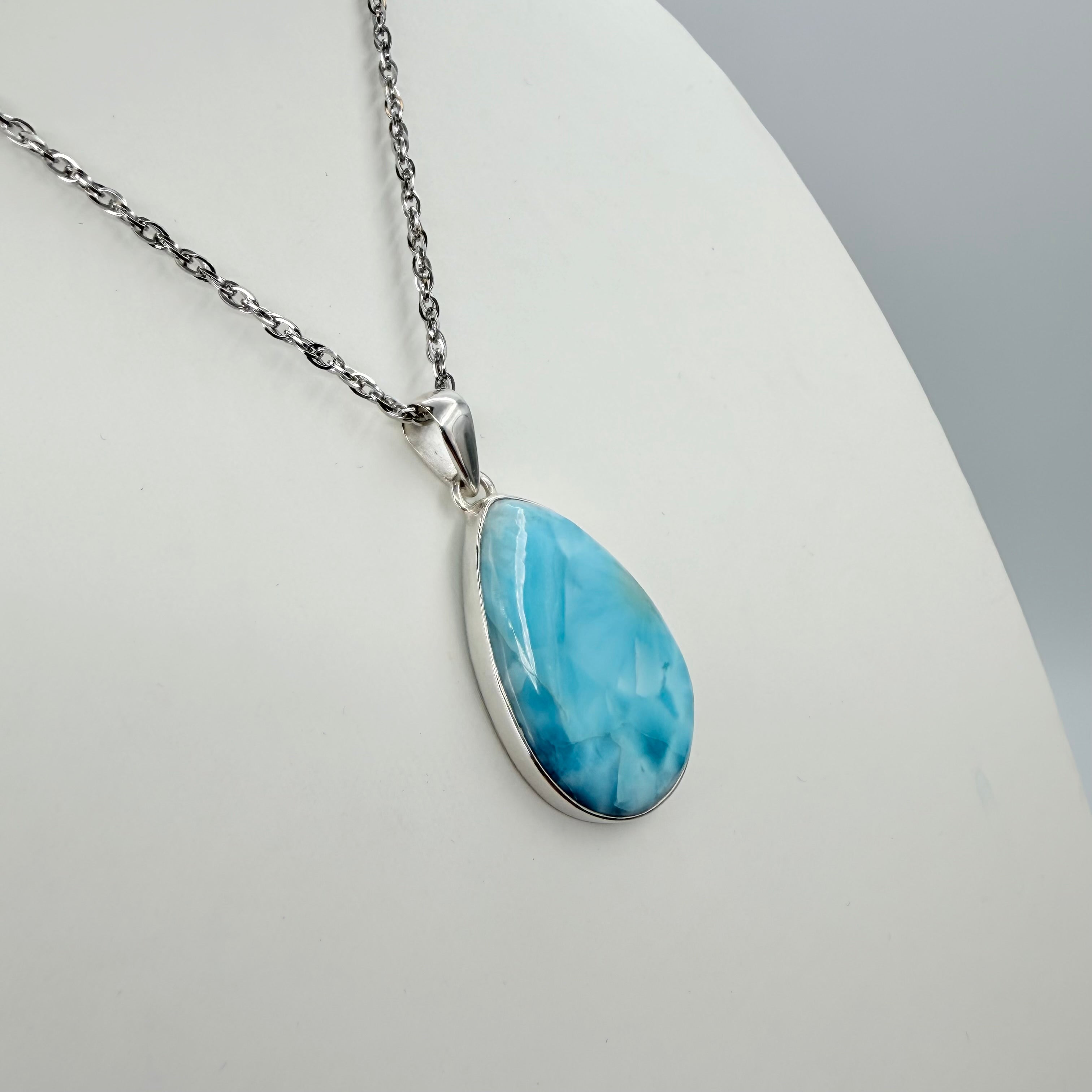 Ciondolo Larimar Argento 925 - Goccia grande