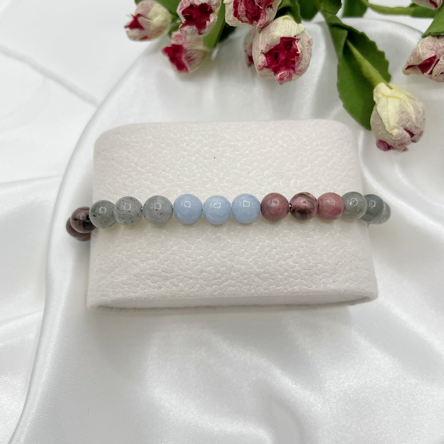 Bracciale "Se vuoi puoi" - Angelite, Labradorite, Rodonite - LIMITED EDITION