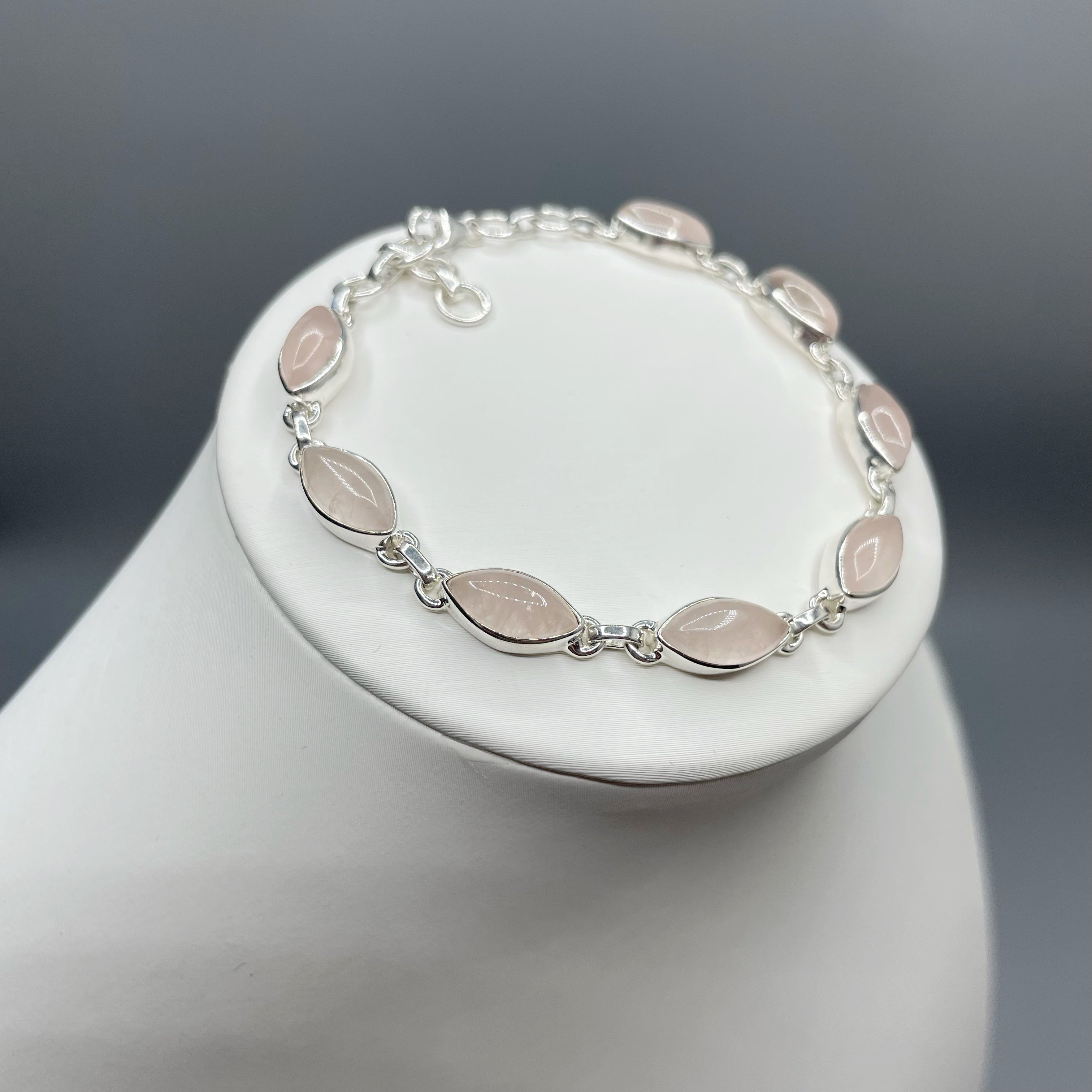 Bracciale Quarzo Rosa e Argento 925