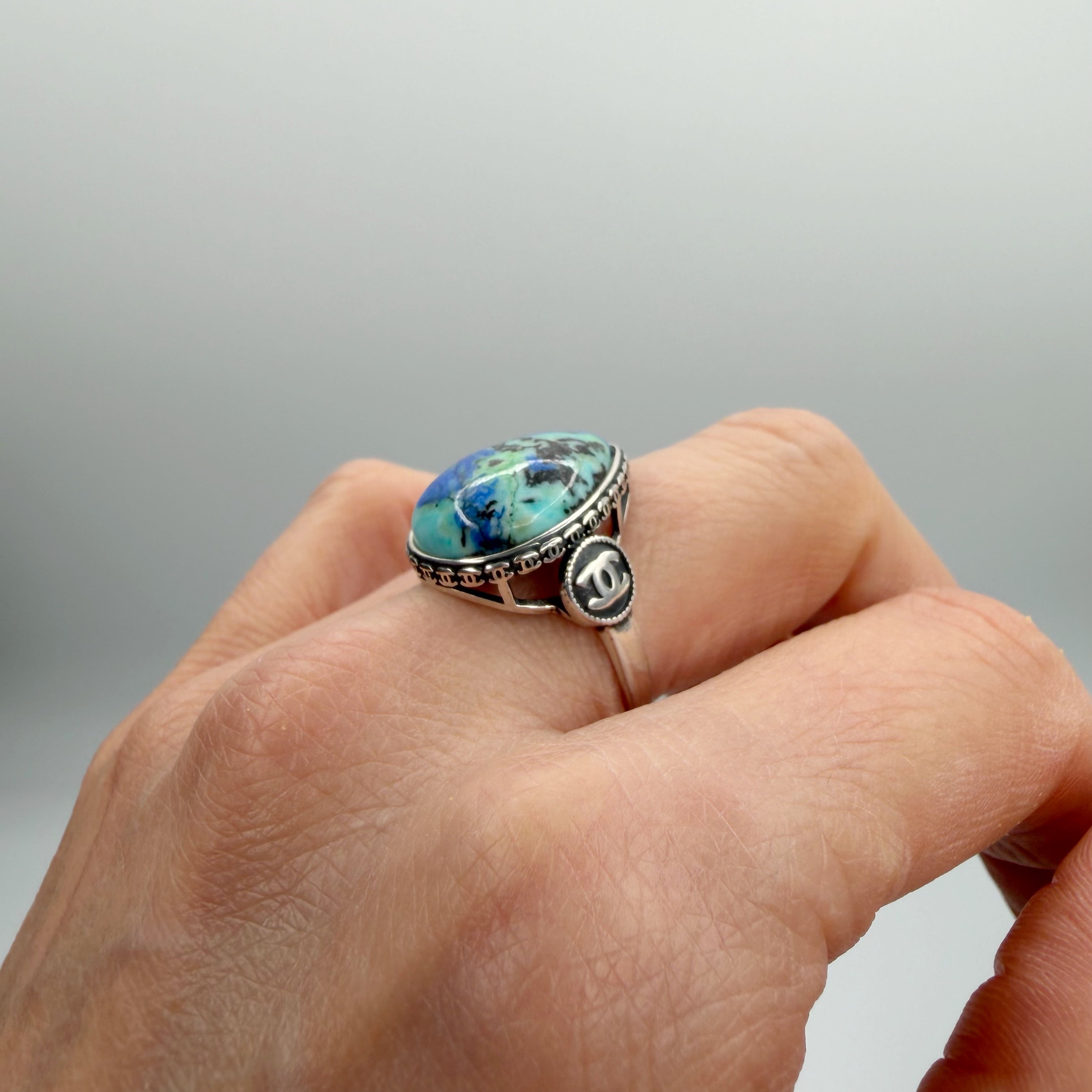 Anello Lapis e Turchese e Argento 925 - A GOCCIA