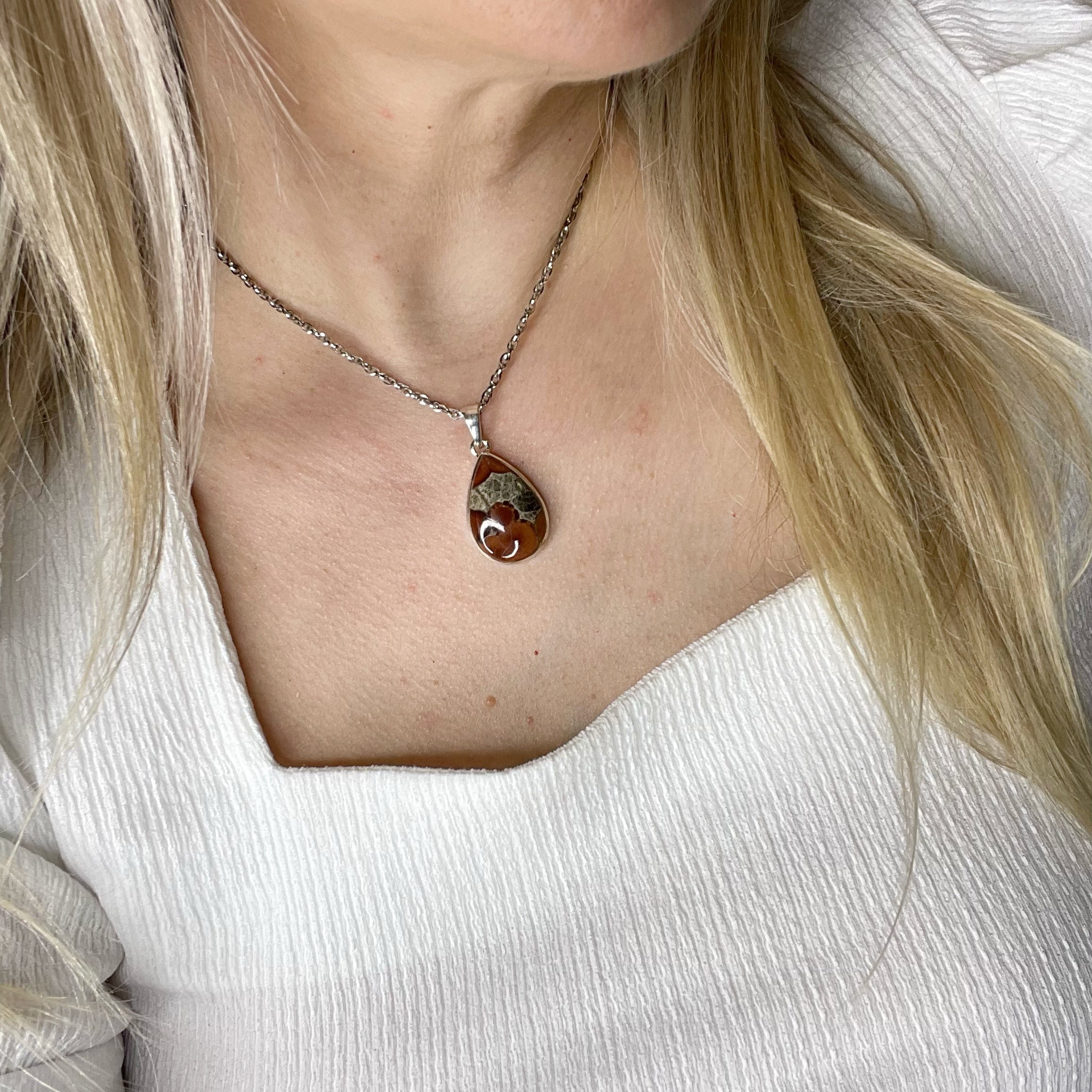 Ciondolo Ossidiana Peanut a Goccia - Argento 925
