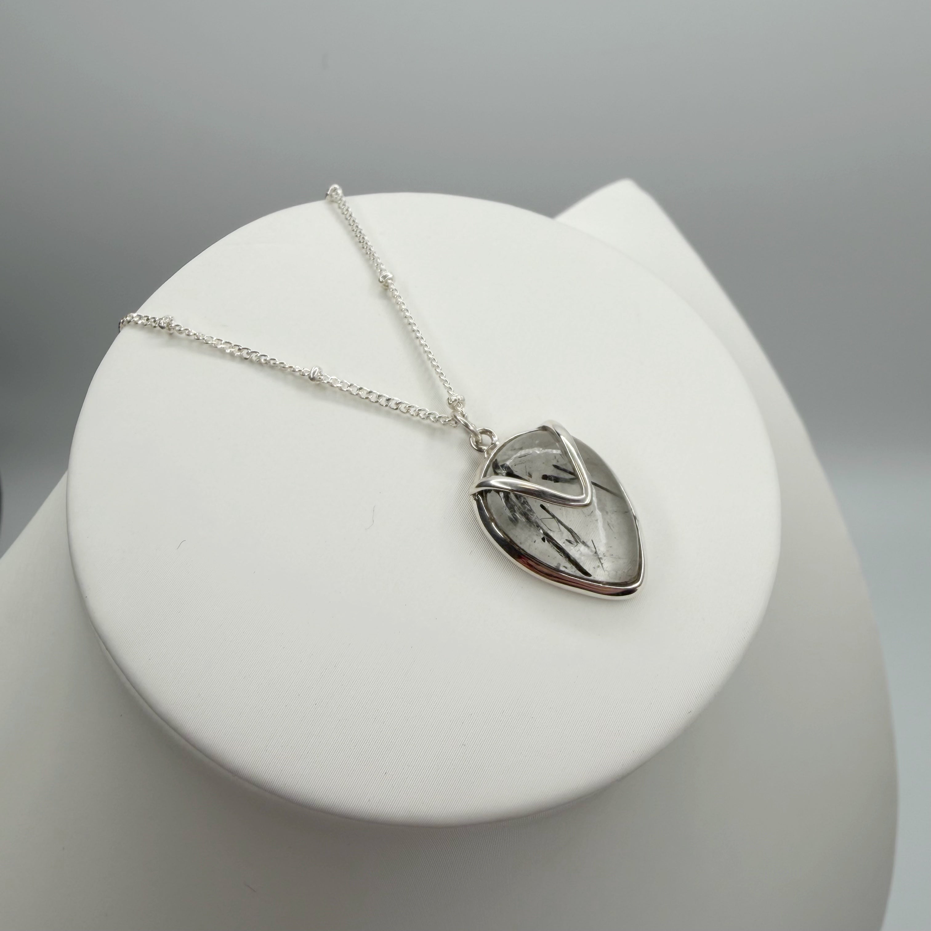 Collana Quarzo Tormalinato a Goccia - Argento 925