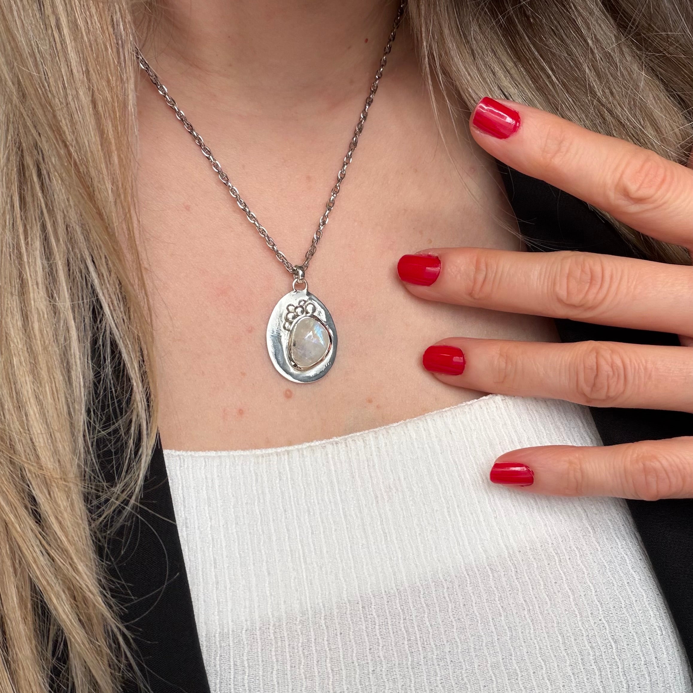 Ciondolo Diadema Labradorite Bianca - Argento 925