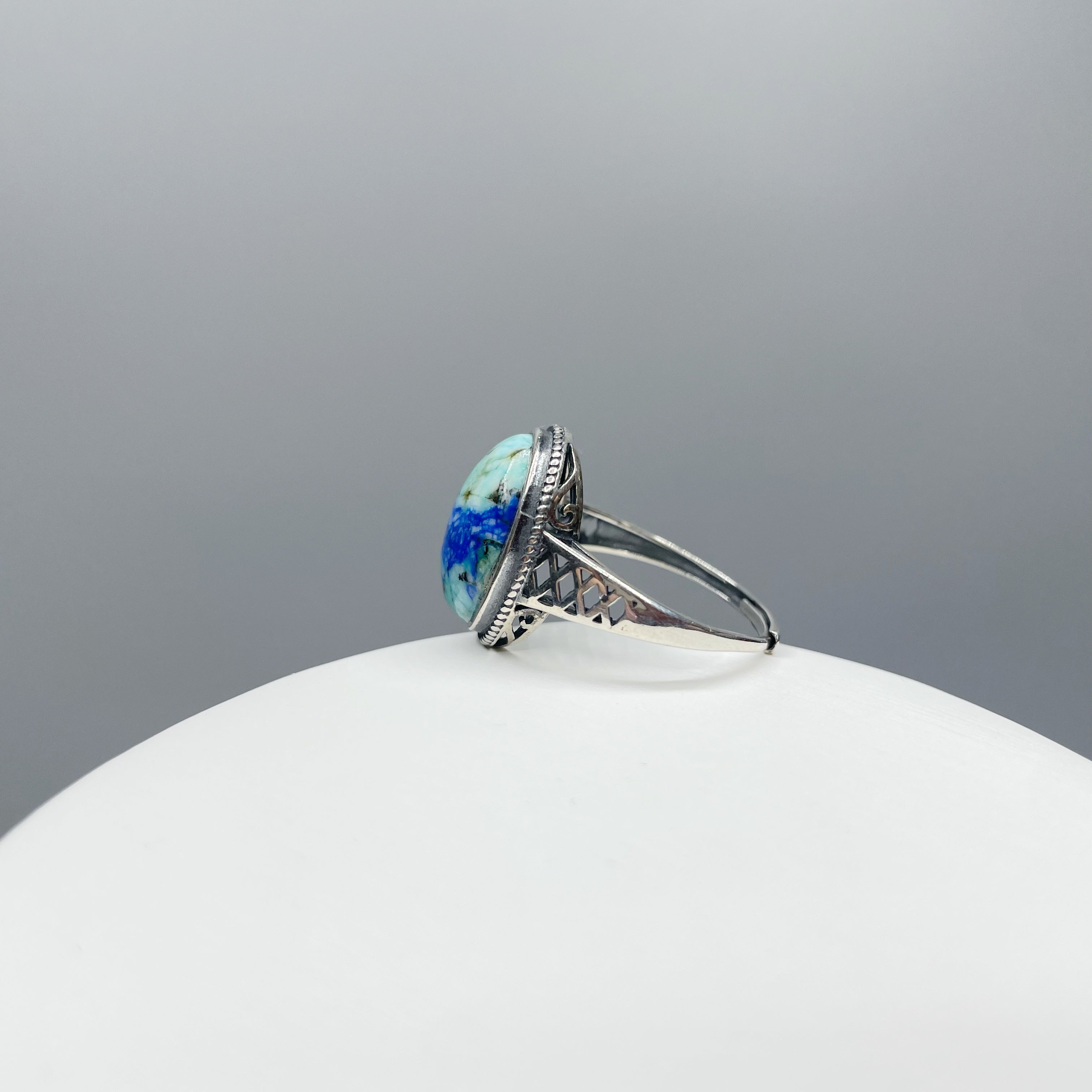 Anello Turchese Naturale e Lapislazzuli - Argento 925