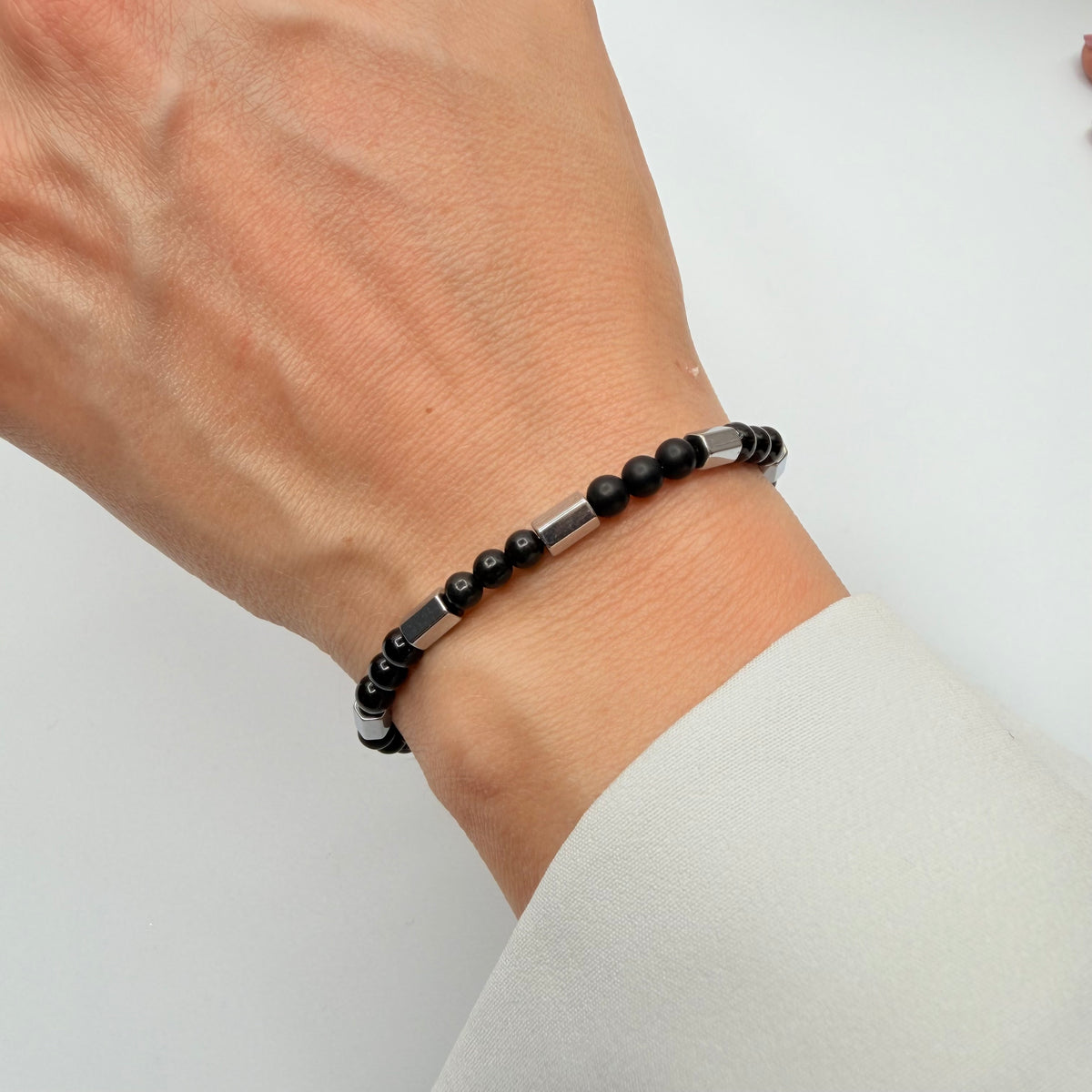 Bracciale Protection Unisex Silver - Tormalina, Onice, Shungite e Ematite