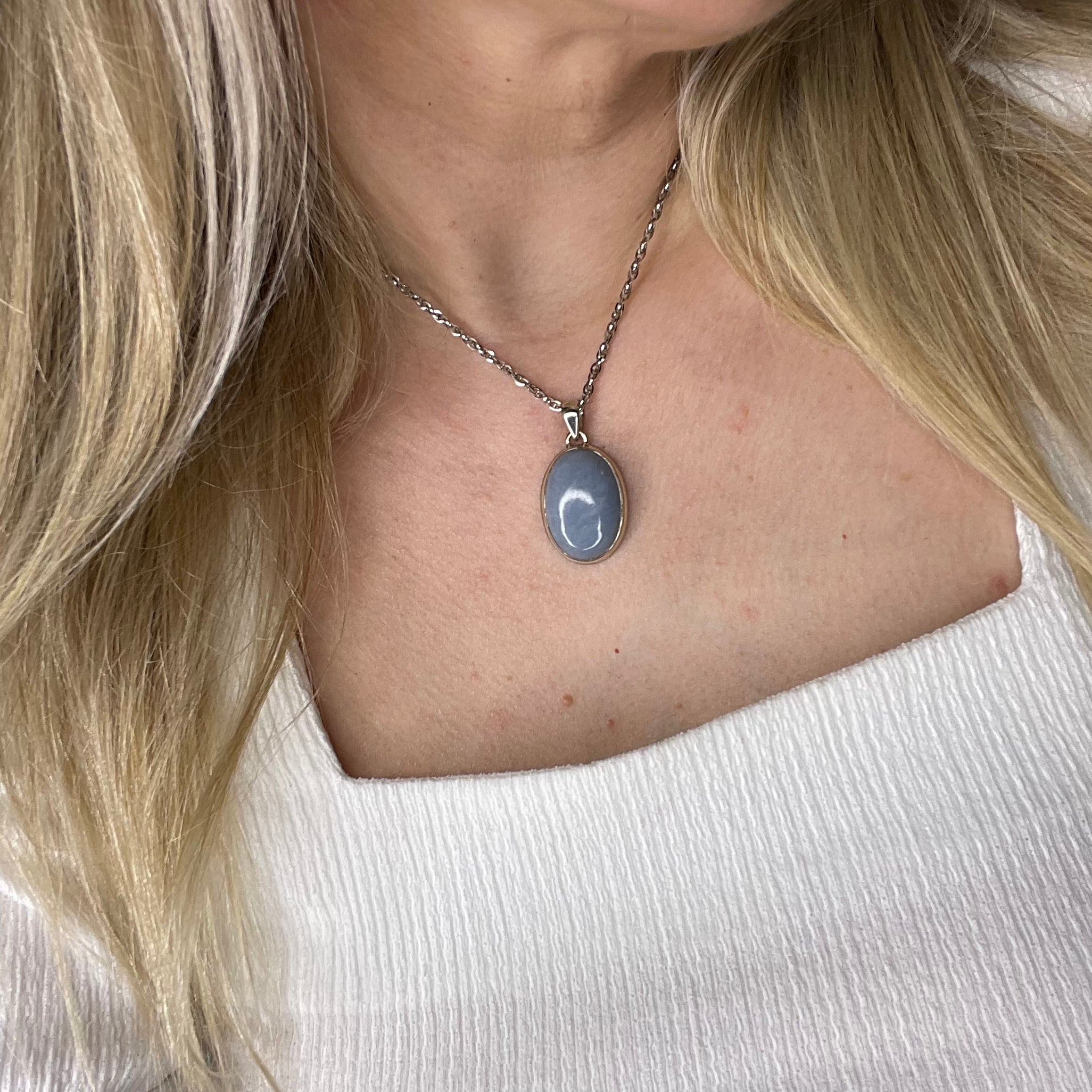 Ciondolo Angelite Ovale - Argento 925