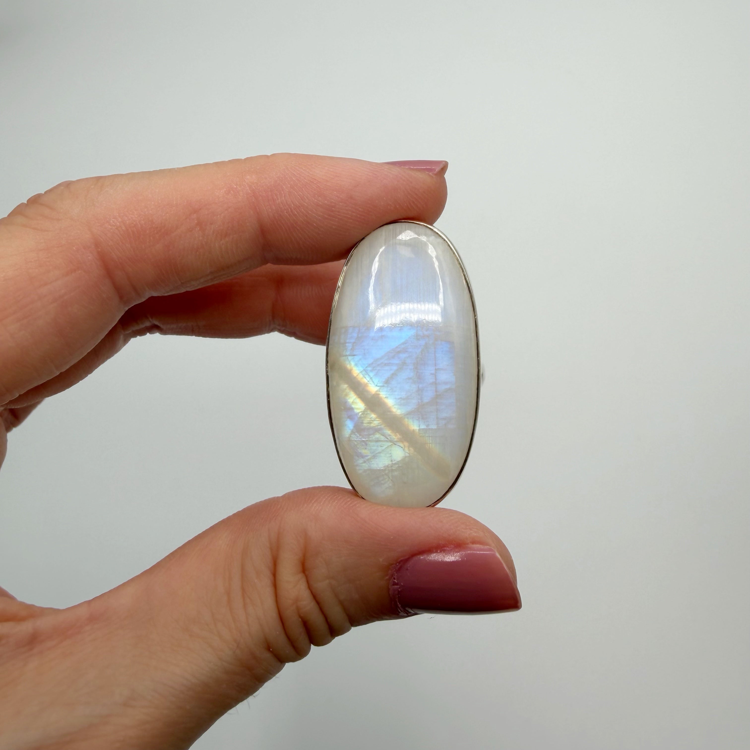 Anello Labradorite Bianca ovale - Argento 925